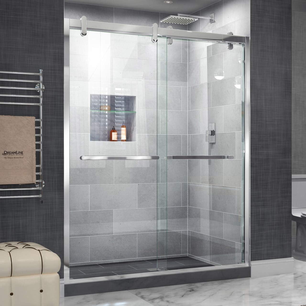 Cavalier 56" W x 77.38" H Bypass Semi-Frameless Shower Door with Clearmax™ Technology