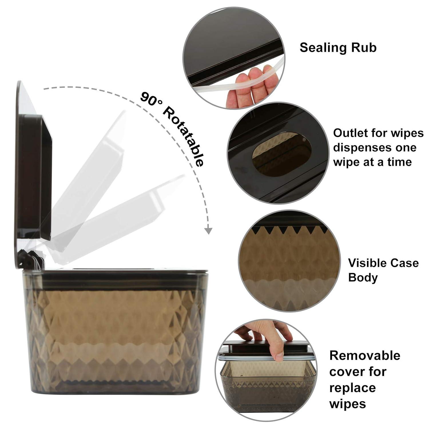 Hswt Wipes Dispenser Seal-Designed Wipe Dispenser Holder Wipes Case Box for Bathroom Keep Wipes Fresh, Dust-Proof & Non-Slip (6.7"x 4.7"x3.35")