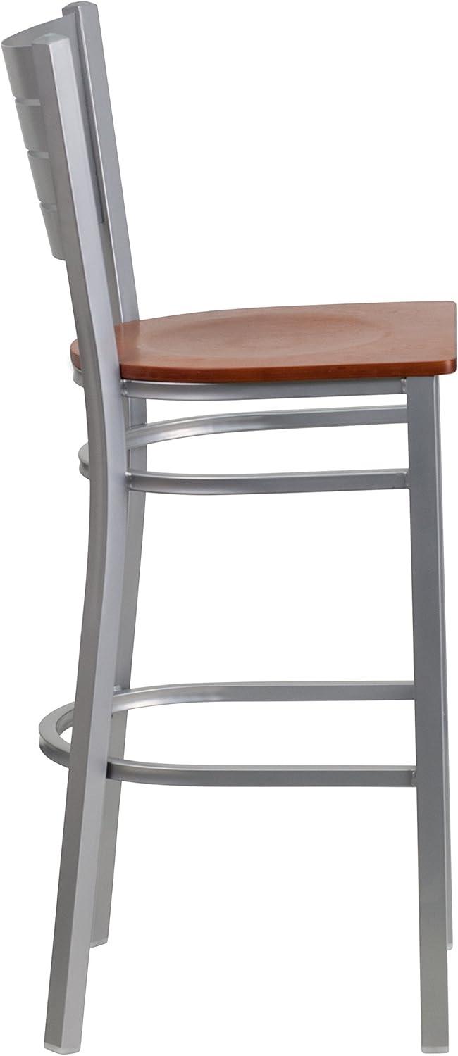 Flash Furniture Silver Slat Back Metal Restaurant Barstool