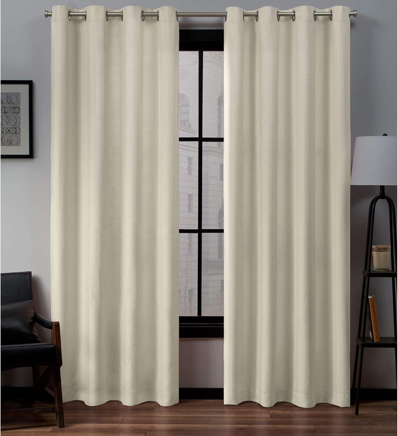 Ivory Light-Filtering Linen Grommet Curtain Panels, 54"x96"