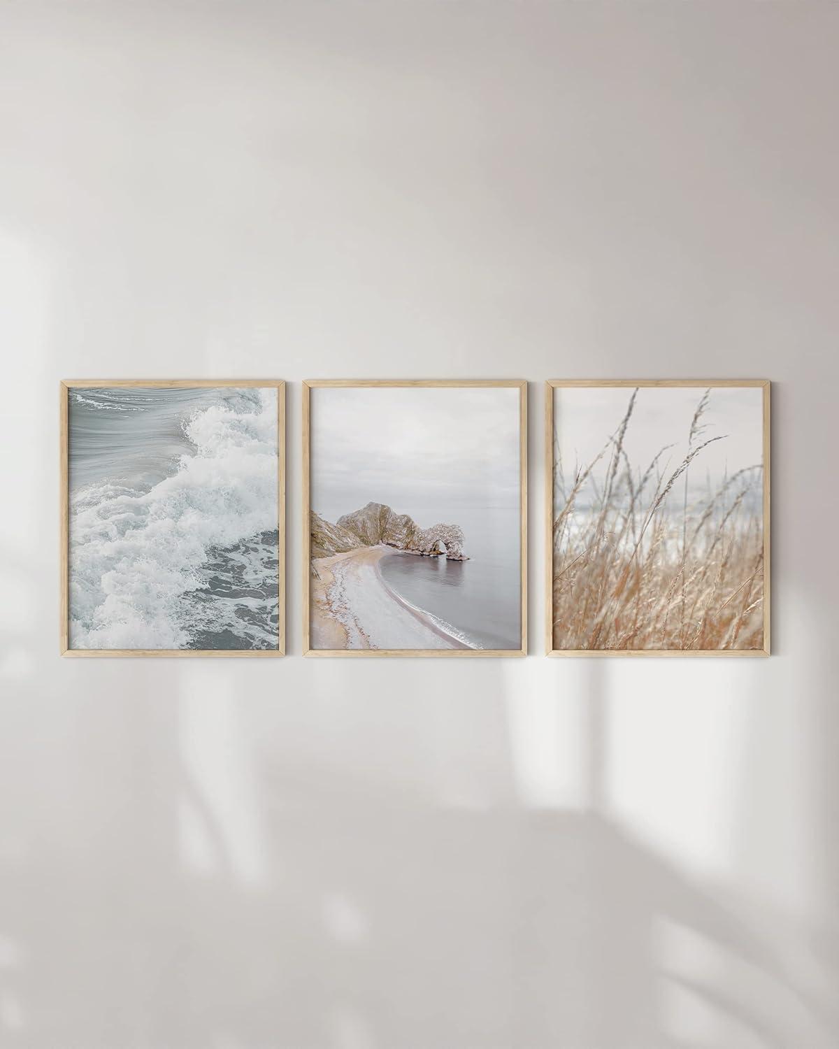 Haus and Hues Beach Pictures Wall Art - Set of 3 Nautical Wall Prints Ocean Pictures For Wall Serene Artwork Coastal Pictures Wall Art Ocean Posters of Beach Scenes Relaxing Wall Art (12x16, Unframed)