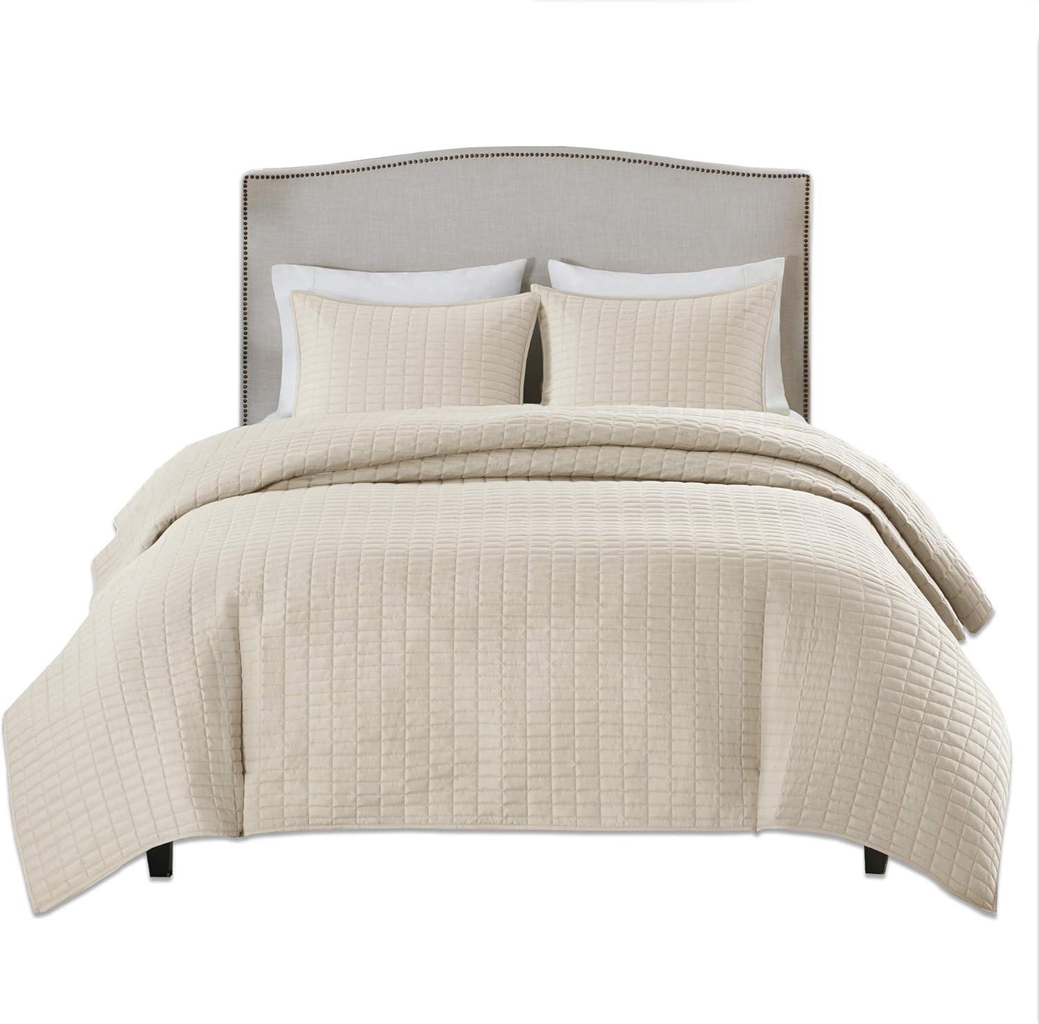 Comfort Spaces Kienna Quilt Mini Set, Full/Queen, Ivory