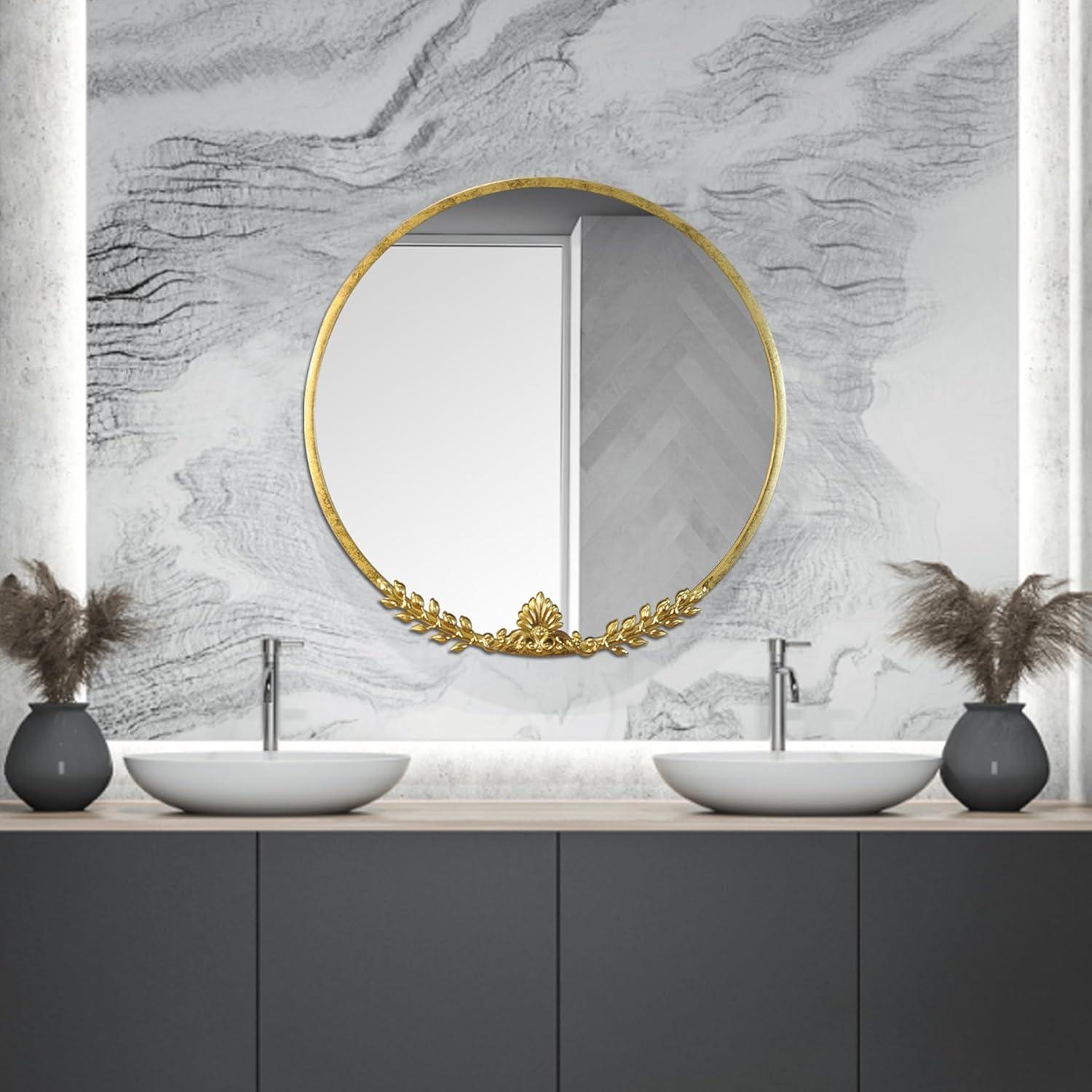 Beautiful Round Ornate Gold Frame Mirror 24" by Drew Barrymore