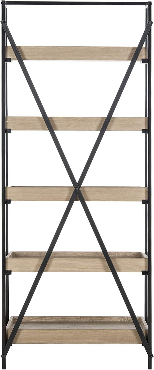 Joel 63'' Black Iron and Oak Finish 5-Tier Etagere