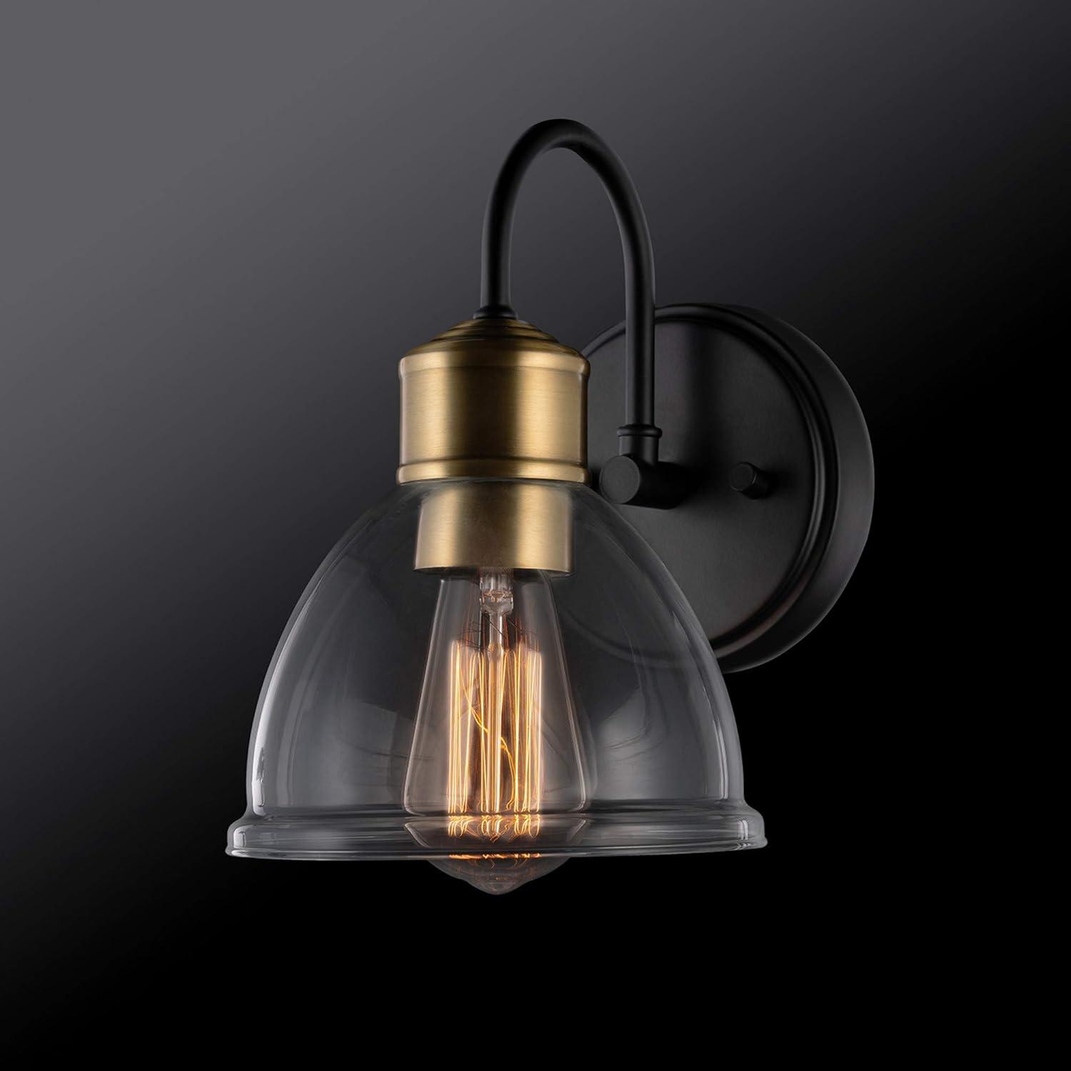 Brown and Bronze Dimmable Wall Sconce with Clear Glass Shade