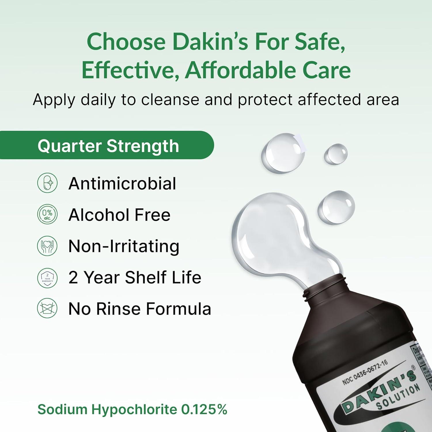 Dakin's Solution-Quarter Strength Sodium Hypochlorite 0.125% Wound Therapy for Acute and Chronic Wounds 16 oz 1 ea