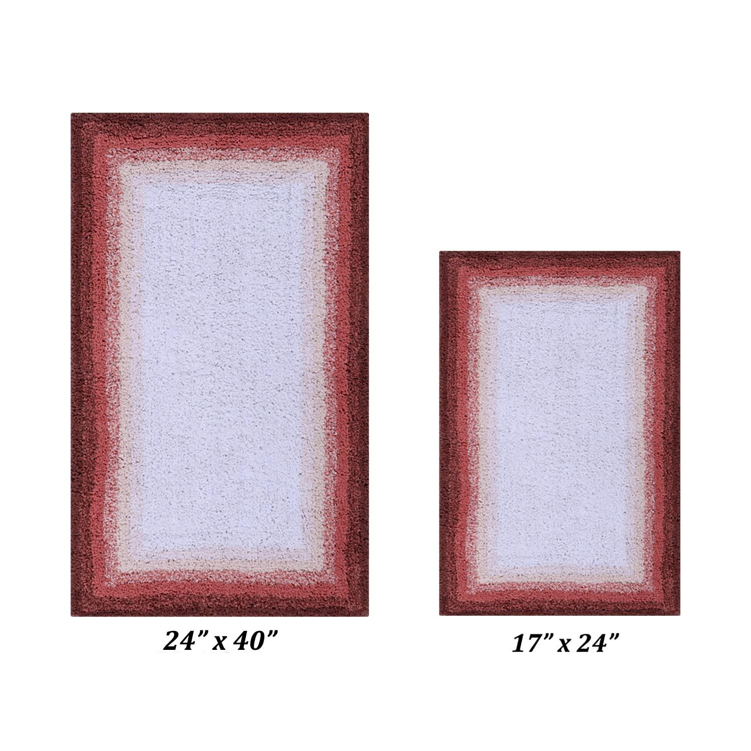 Better Trends Torrent 100% Cotton Tufted Non- Slip Backing 2 Pc (17"x24"|24"x40") Bath Rug Set - Rose