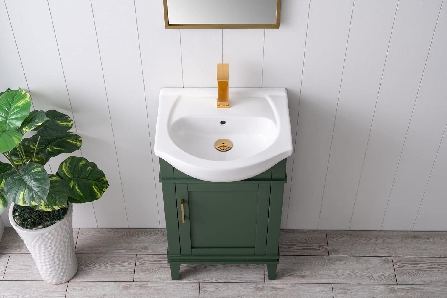 Green 20" Single Sink Bathroom Vanity with Porcelain Top