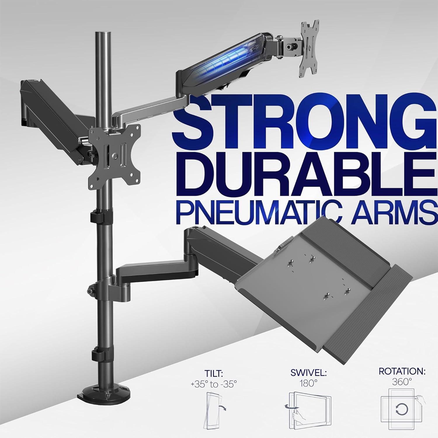 Sit to Stand Dual Monitor Desk Mount Workstation