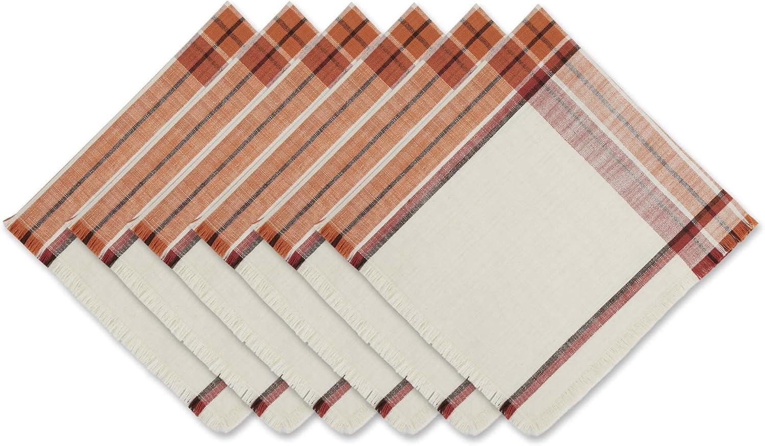 Pumpkin Spice Plaid Cotton Napkin Set, 20x20, 6 Count