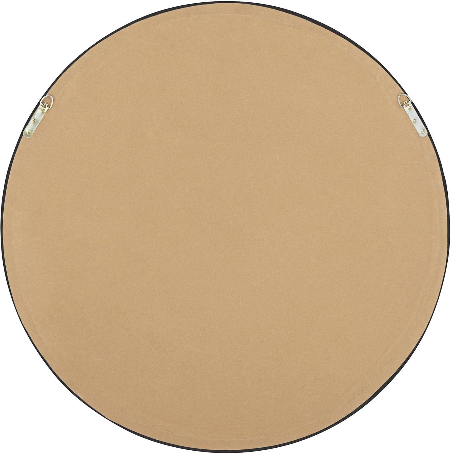 Noble Park Lorraine Round Vanity Decorative Wall Mirror Modern Beveled Beaded Trim Silver Wood Frame 32 3/4" Wide for Bathroom Bedroom Living Room