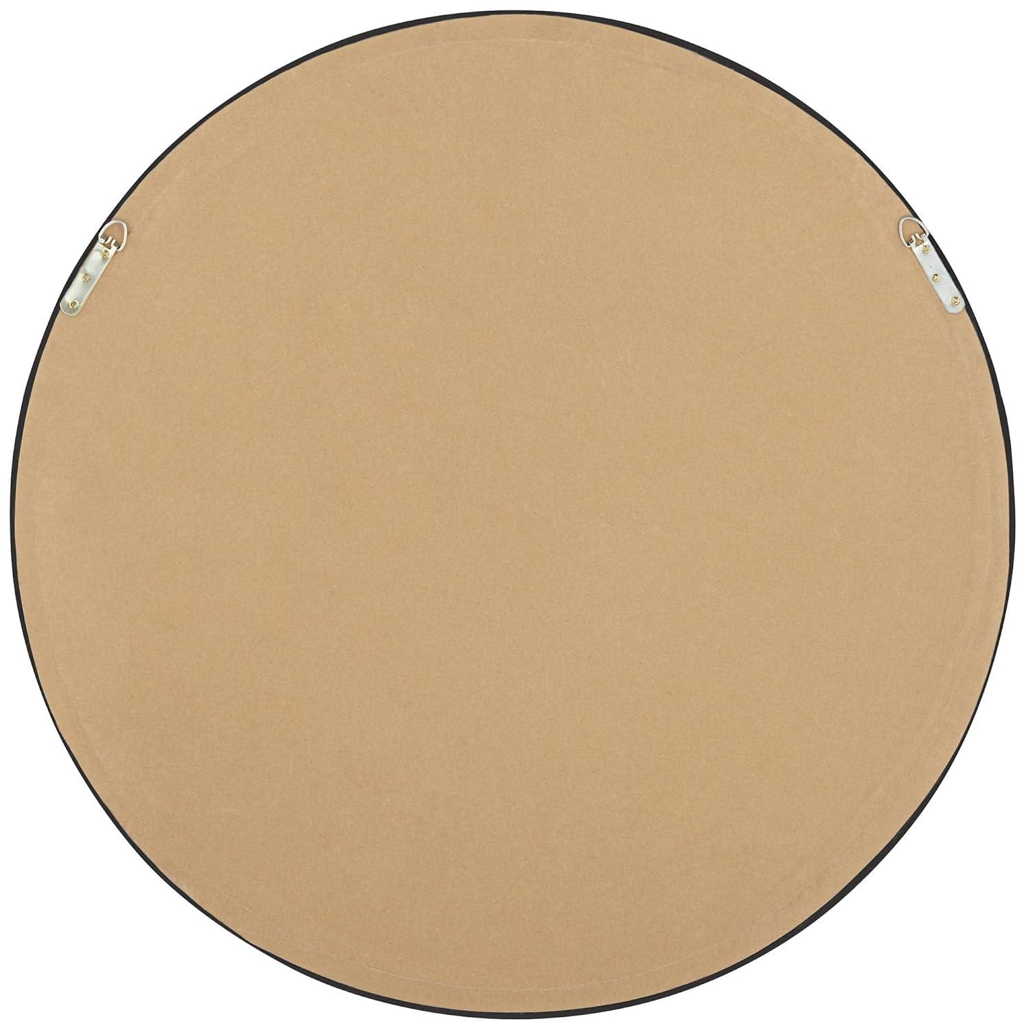 Noble Park Lorraine Round Vanity Decorative Wall Mirror Modern Beveled Beaded Trim Silver Wood Frame 32 3/4" Wide for Bathroom Bedroom Living Room