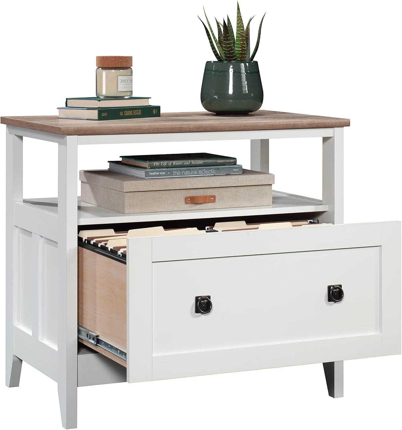 August Hill Open Shelf Lateral File Soft White - Sauder