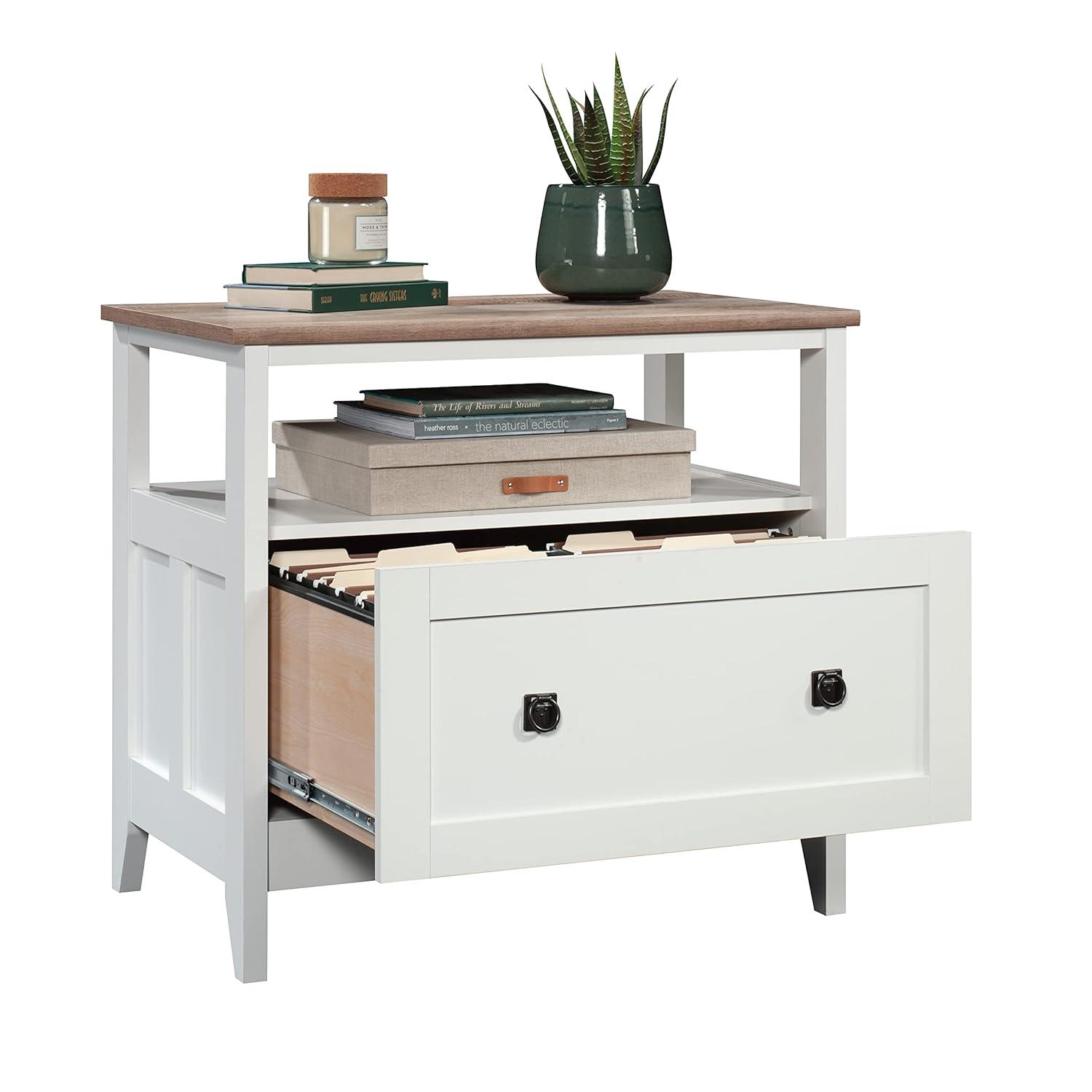 August Hill Open Shelf Lateral File Soft White - Sauder