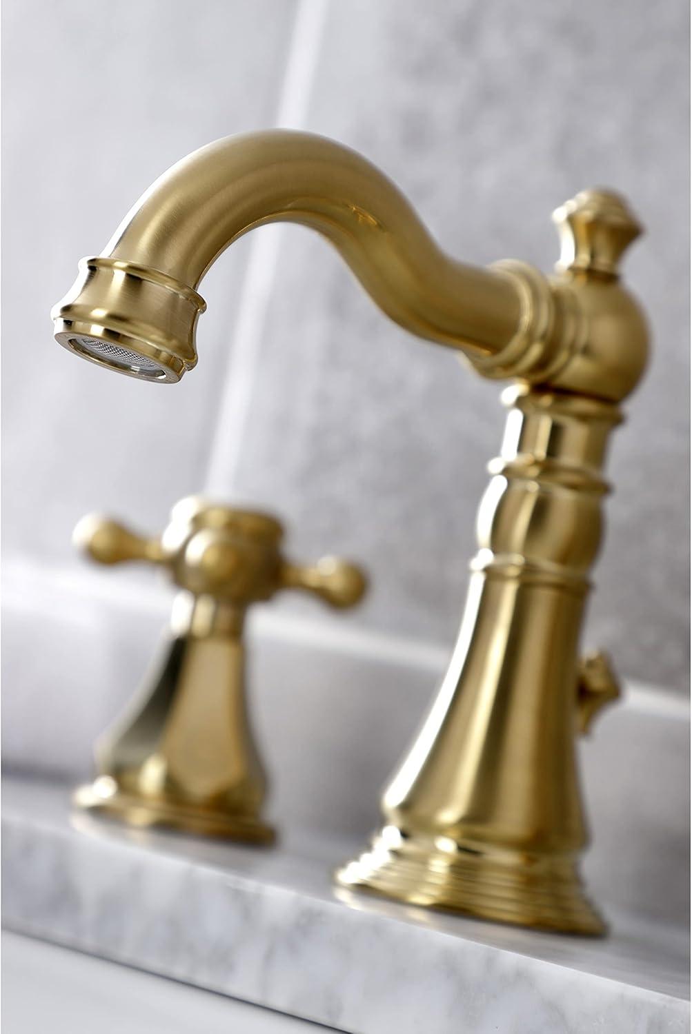 Kingston Brass Metropolitan Two-Handle 3-Hole Deck Mount Widespread Bathroom Faucet with Pop-Up Drain