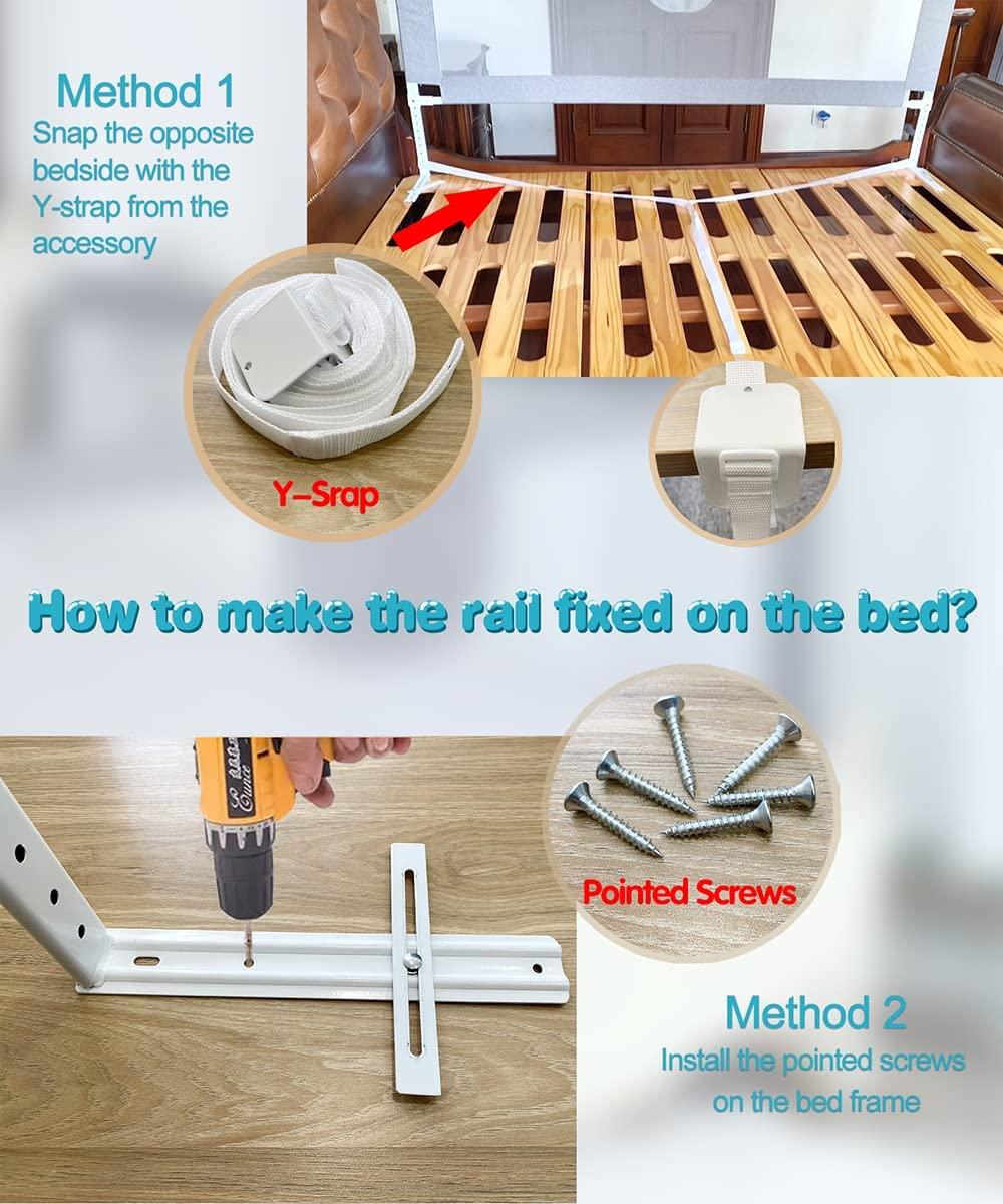 MBQMBSS 2 Pack Toddler Bed Rail Guards for King and Queen Size Beds, Stable Protective Side Railing for Kids Children