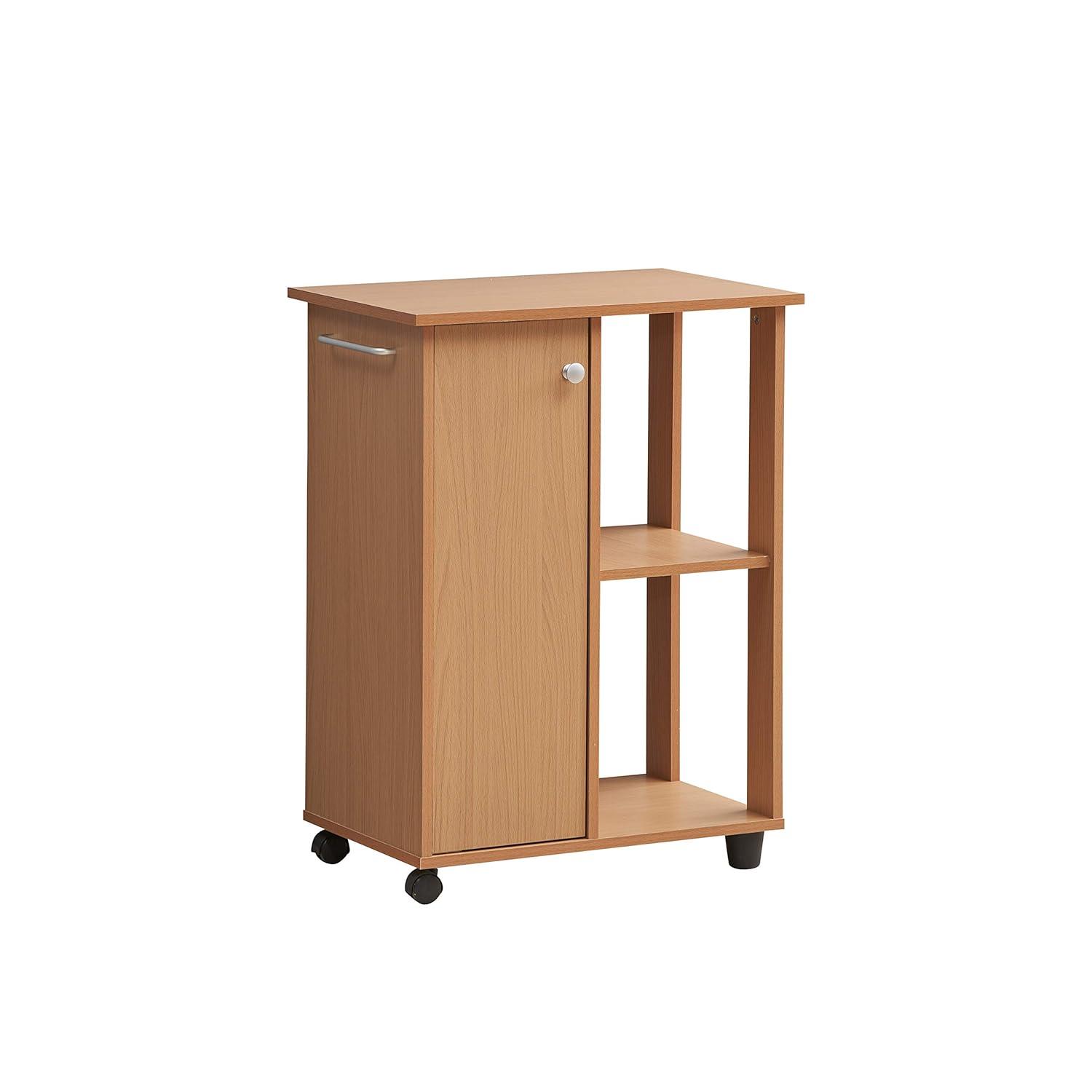 23.6" Wide Open Shelves and Cabinet Space Kitchen Cart