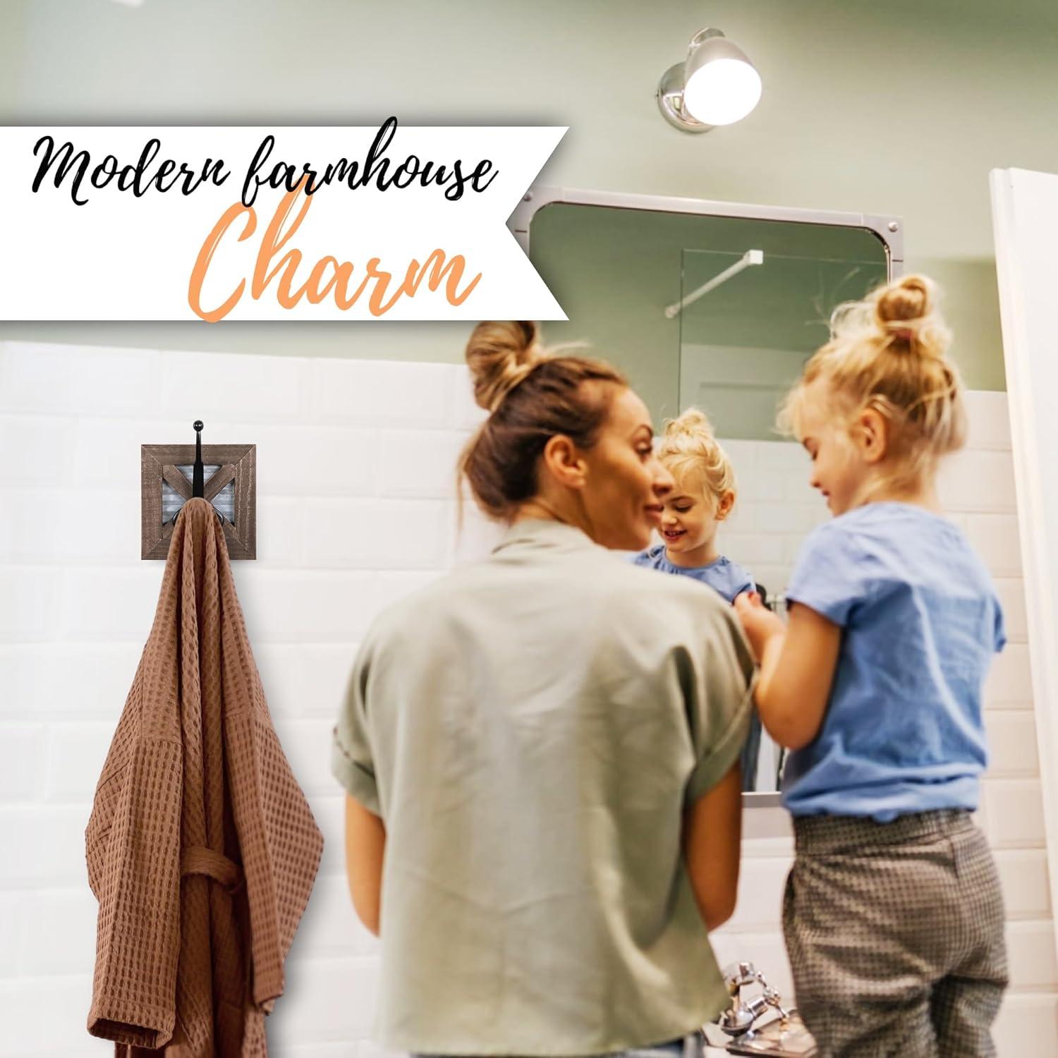 Autumn Alley RHK001 Rustic Farmhouse Wall Mounted Towel Hook Set - 2 Robe Hooks