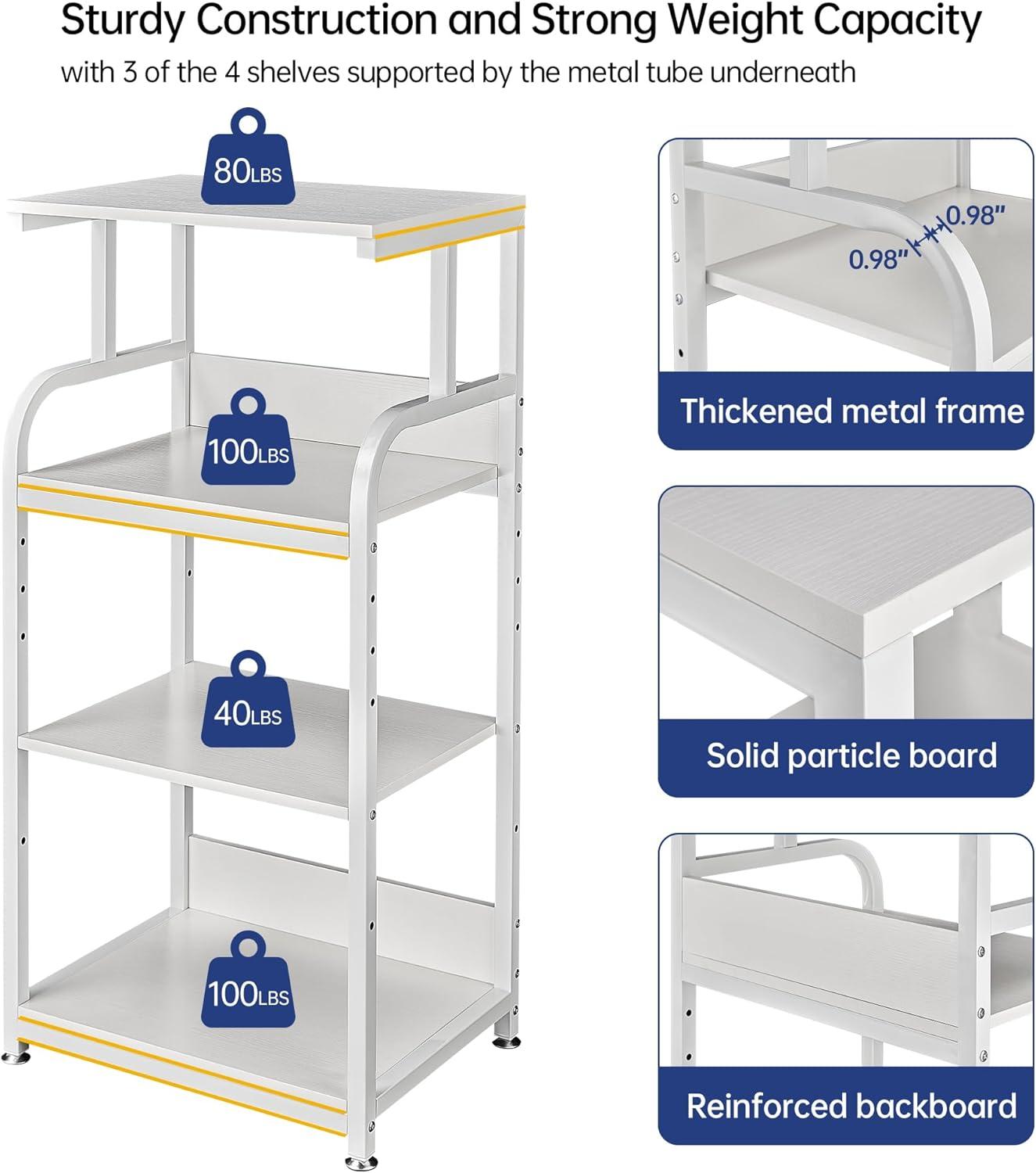 White 4-Tier Adjustable Printer Stand with Wheels