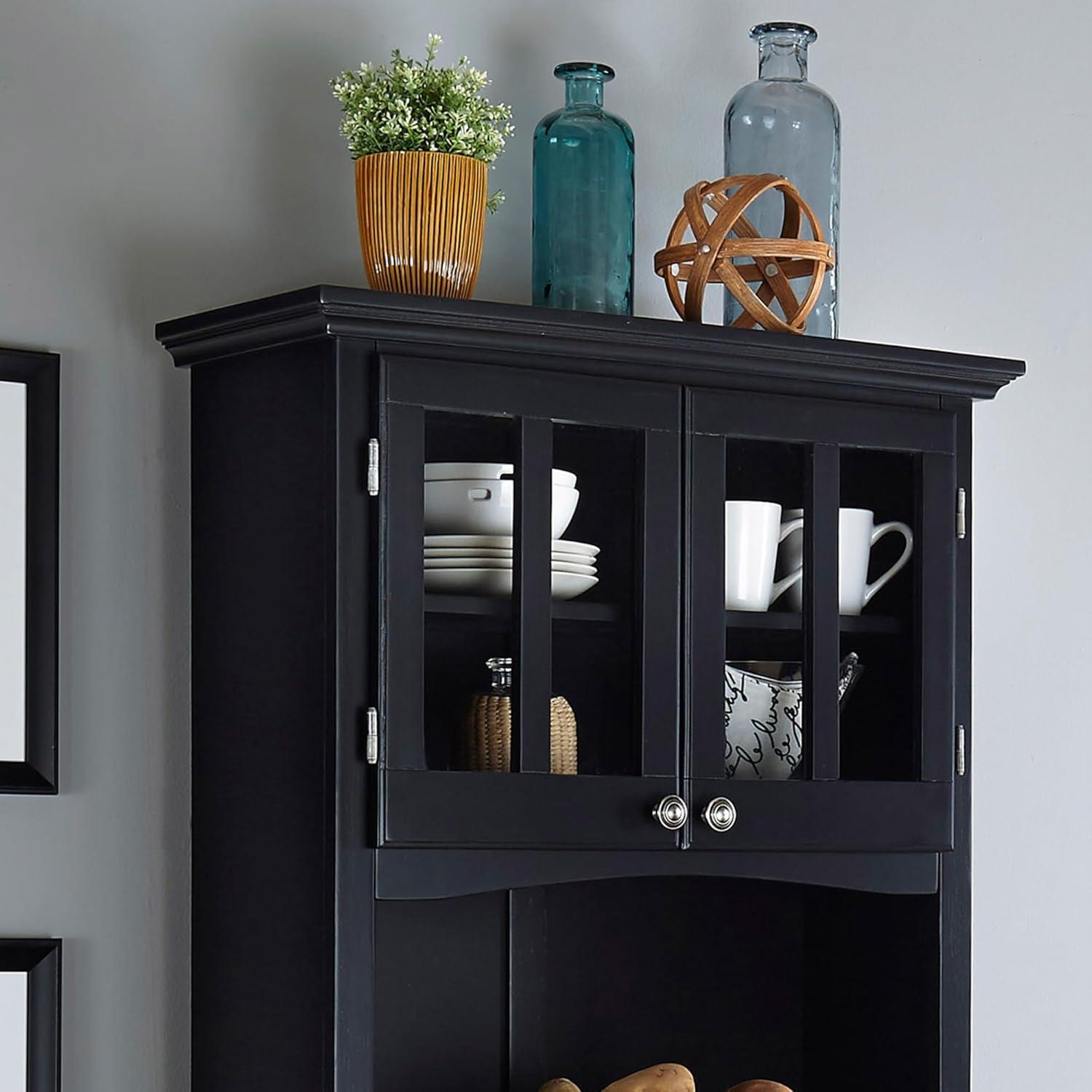 Homestyles Buffet of Buffets Wood Buffet with Hutch in Black