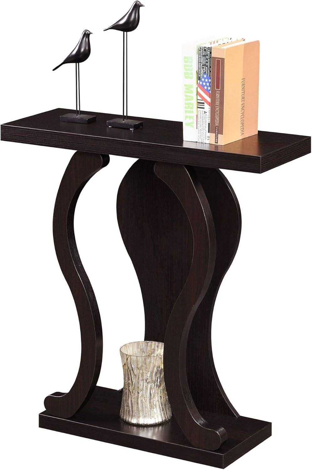 Newport Terry B Espresso Wood Console Table with Storage Shelf