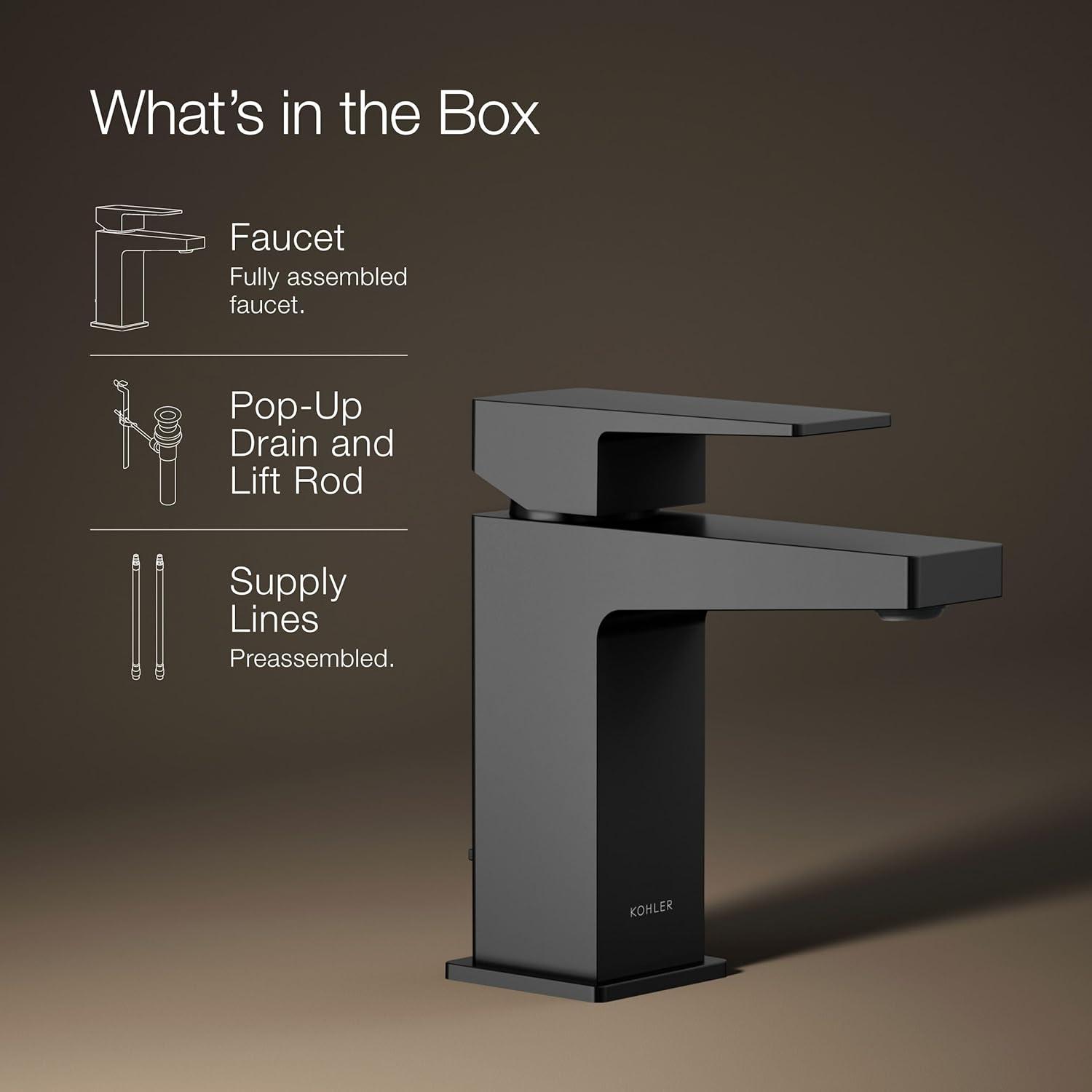 Kohler Honesty Single-Handle Bathroom Faucet with Pop-Up Drain Assembly, One Hole Bathroom Sink Faucet, 1.2 gpm