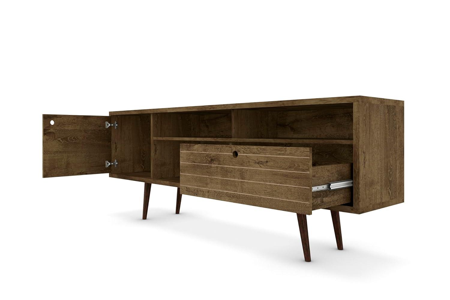 Manhattan Comfort Liberty 70.86 Inch Mid Century Modern Wood TV Stand with Legs