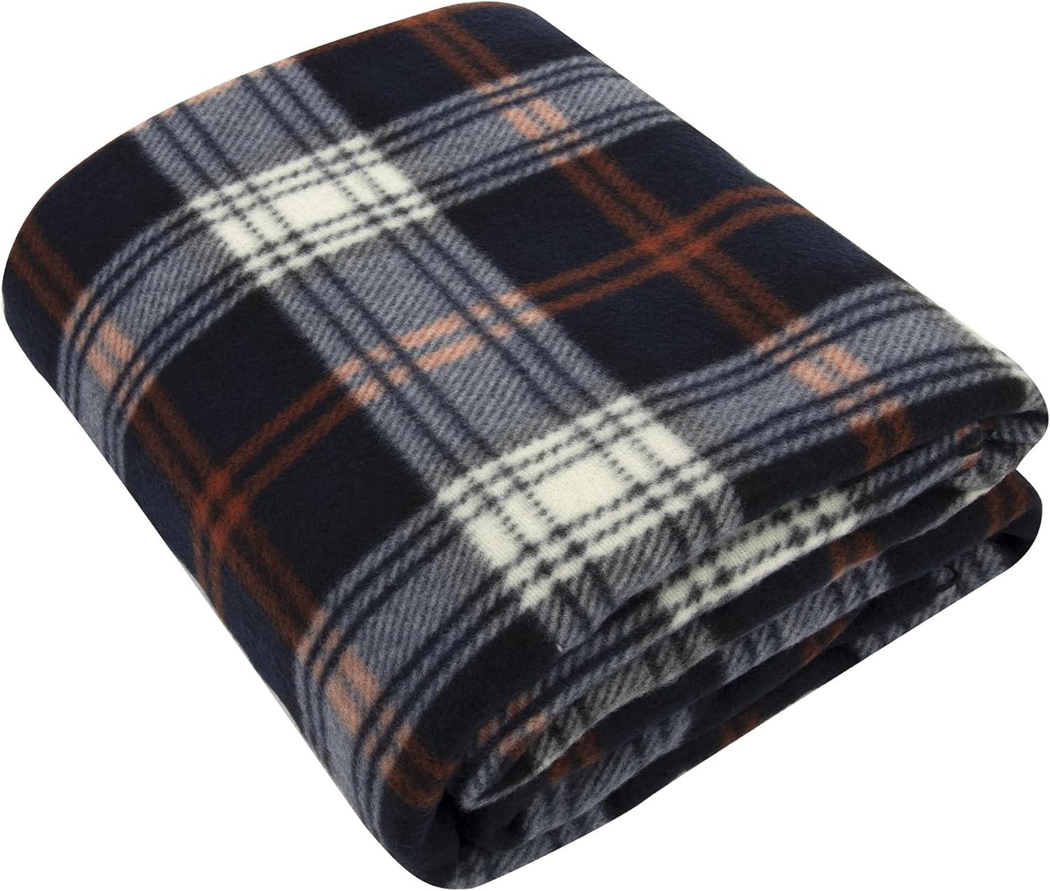 Single Plaid Color 60”L x 50”W Fleece Throw Blanket for Fall, Winter, Spring, Summer, Men, Women, Children & Pets in Black Plaid