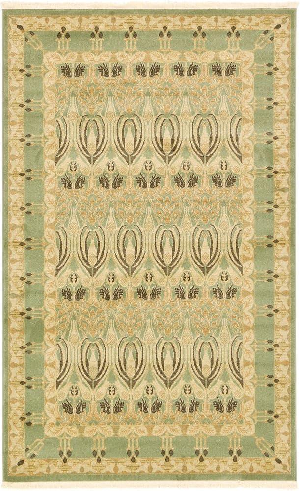 Canmore Light Green Synthetic 5' x 8' Easy-Care Rectangular Rug