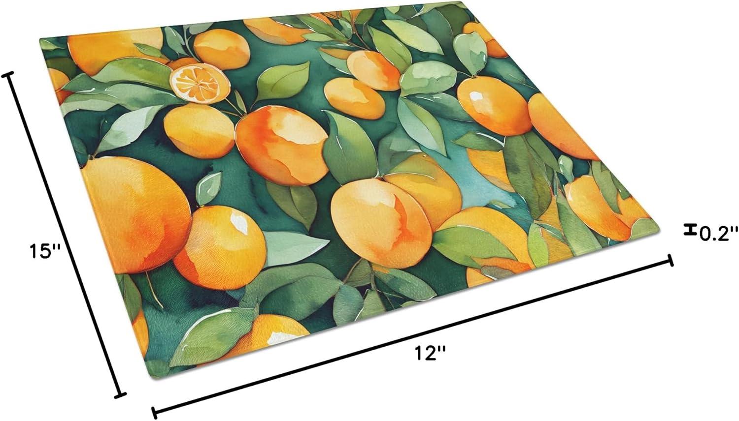 Florida Orange Blossom in Watercolor Glass Cutting Board Large 12 in x 15 in