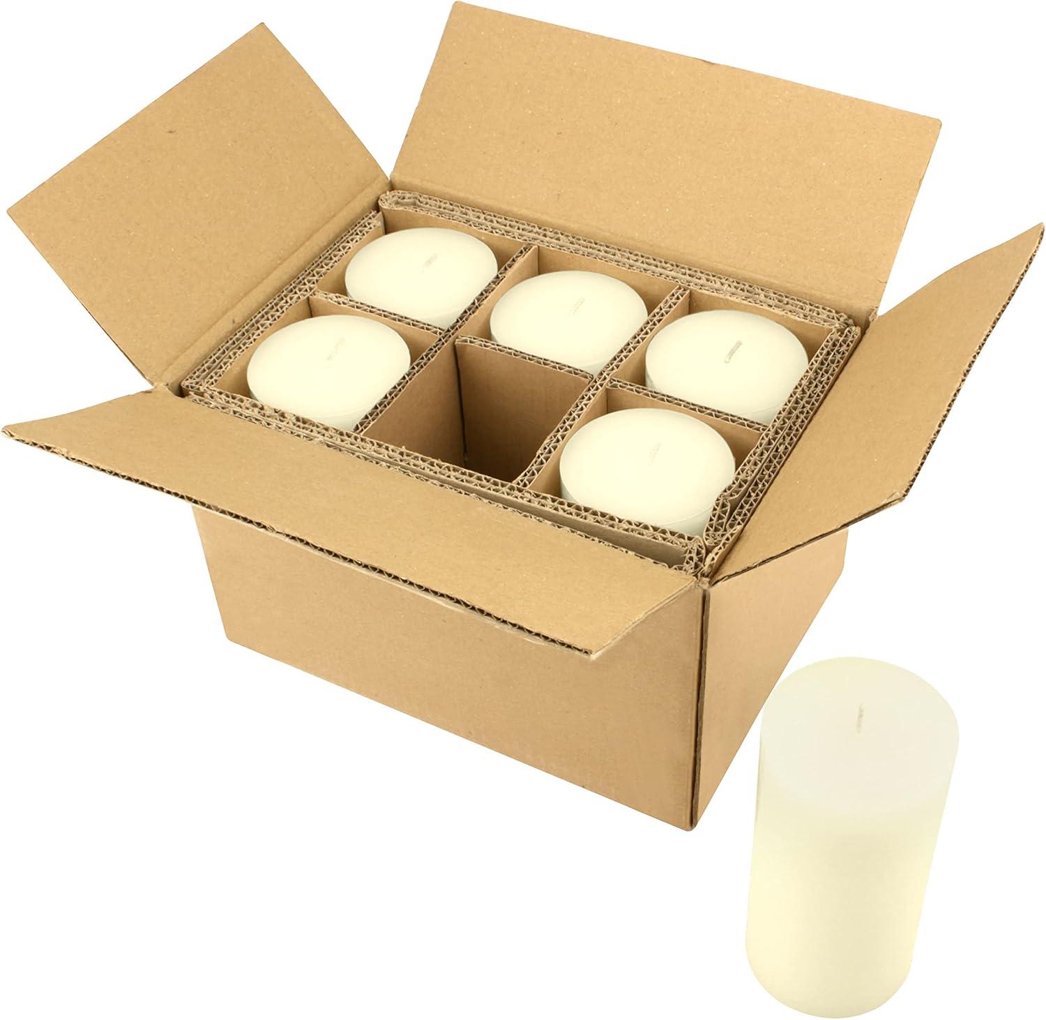 6pk Unscented Flat top Smooth Pillar Candles Ivory - Stonebriar Collection