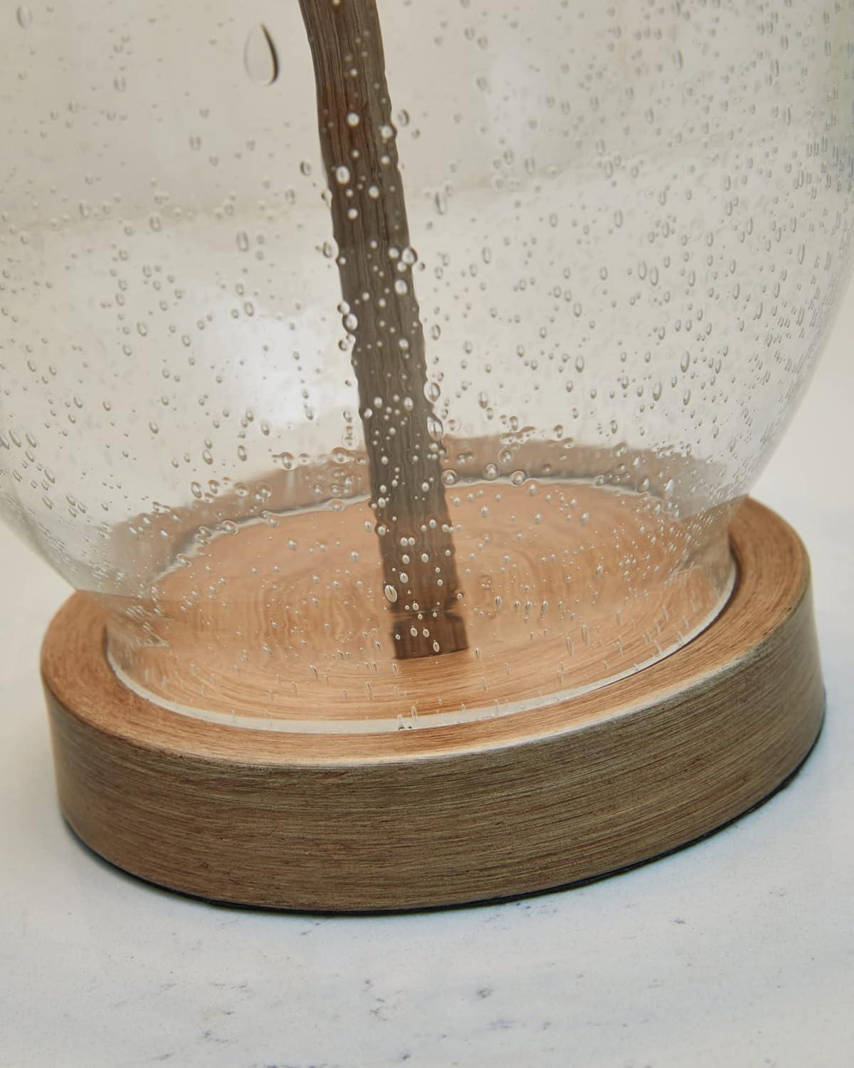 Signature Design by Ashley (Set of 2) Clayleigh Table Lamps Clear/Brown: Seeded Glass, Rope Detail, UL Listed