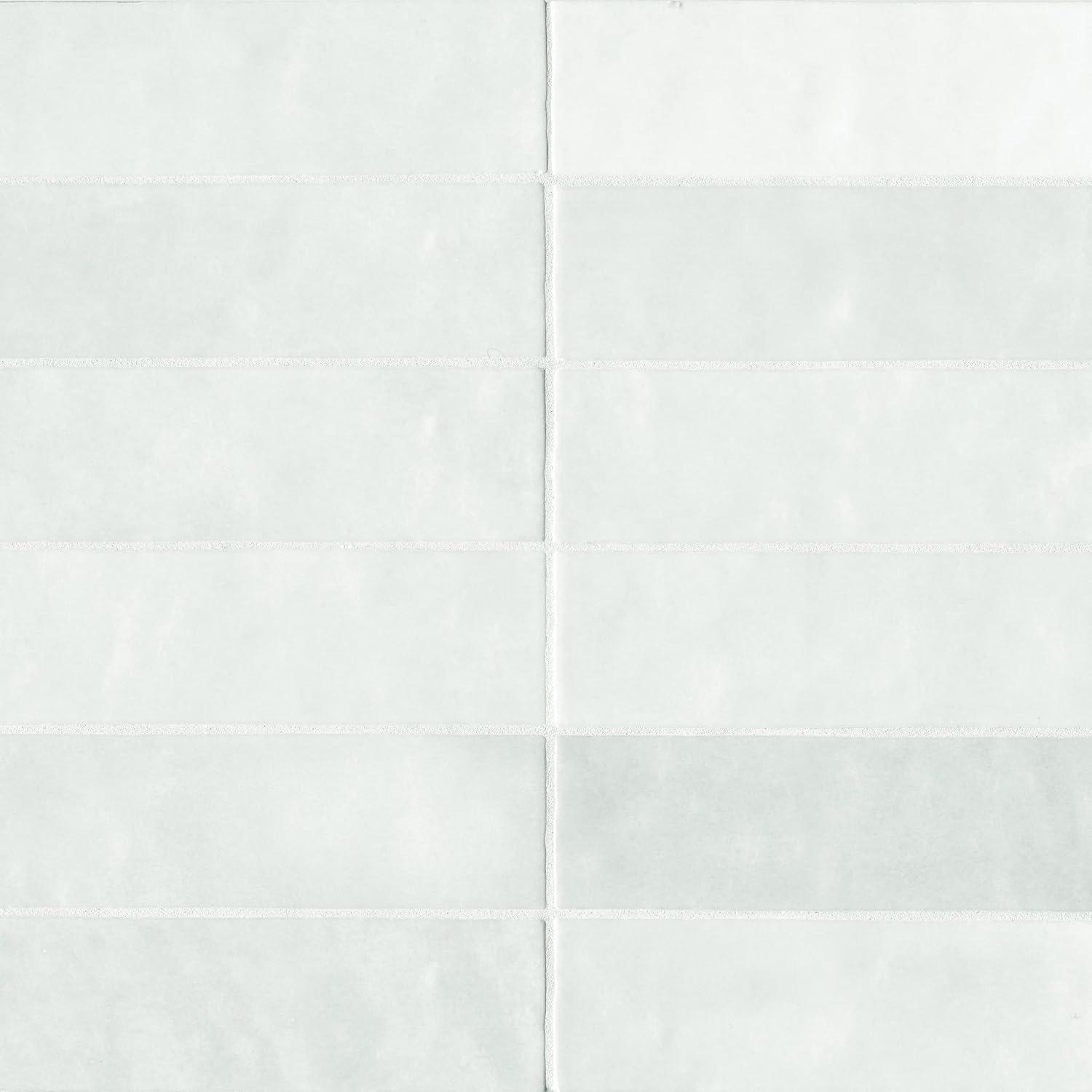 White Glossy Ceramic Wall Tile 2.5" x 8" for Bathroom and Kitchen