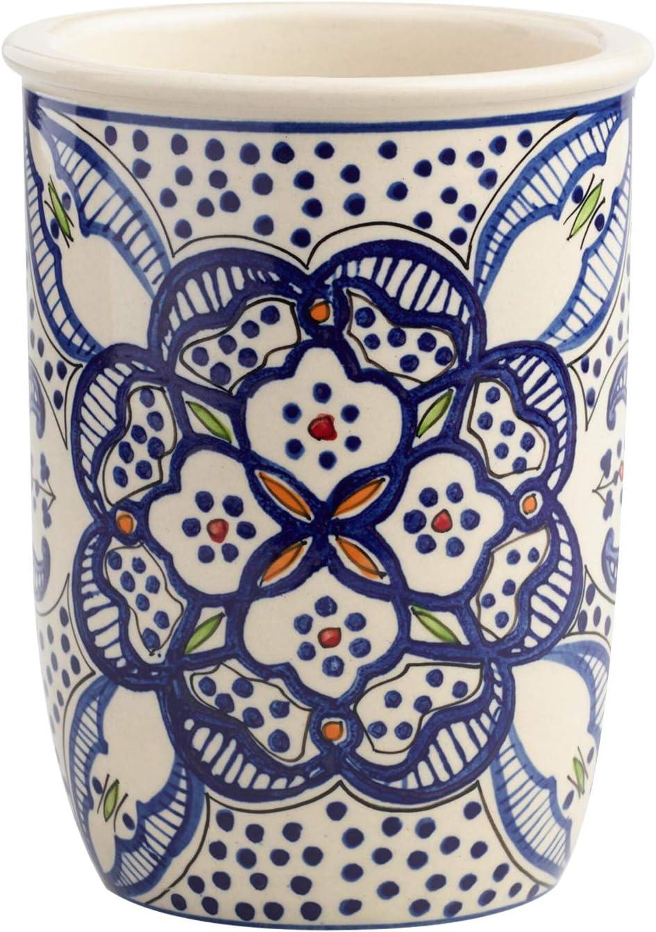 Blue and White Ceramic Tunisian Design Utensil Holder