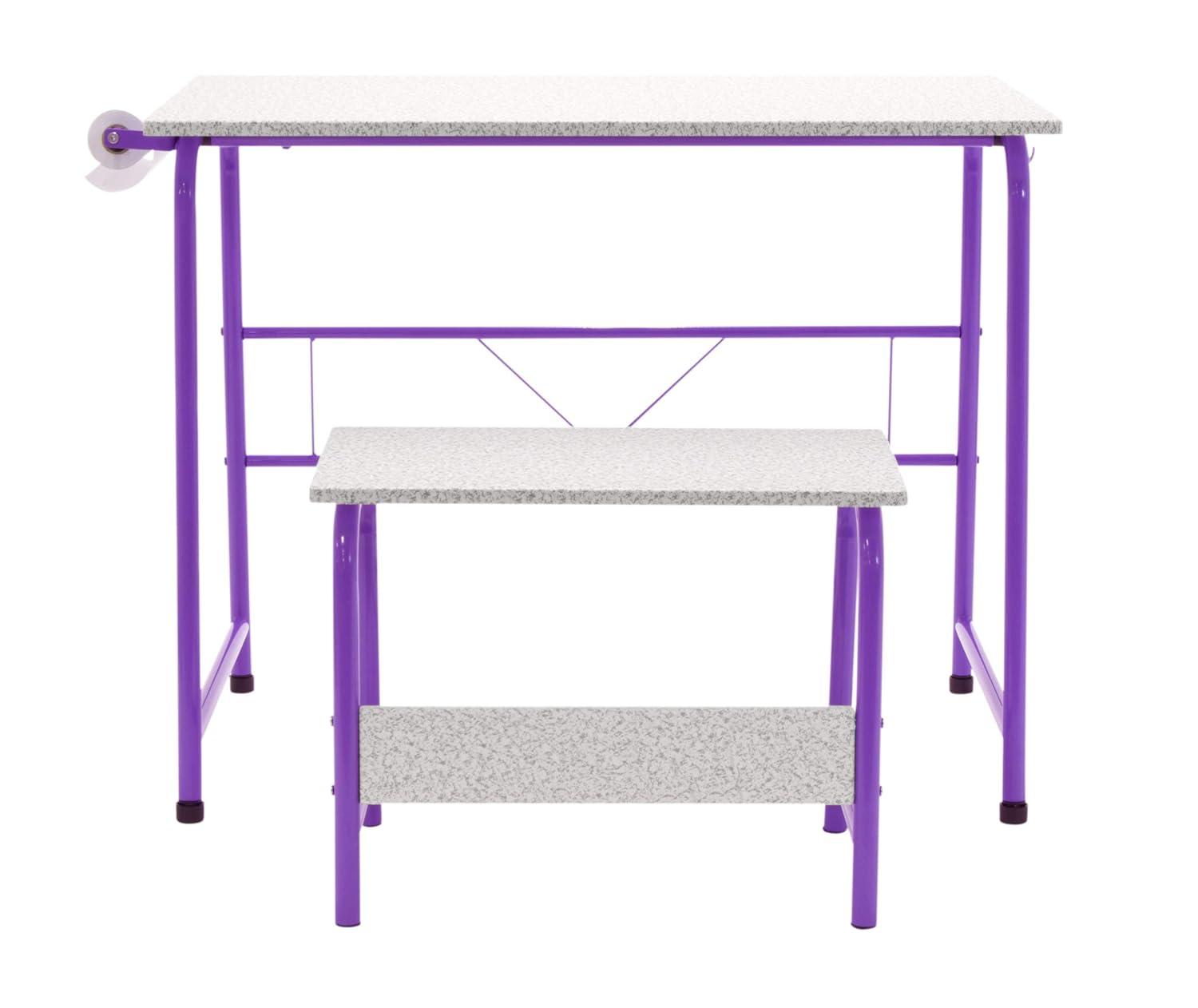 SD Studio Designs Project Center, 55127 Craft Table Play Desk with Bench, Purple/Spatter Gray, 37.75"W x 21.75"D x 28"H