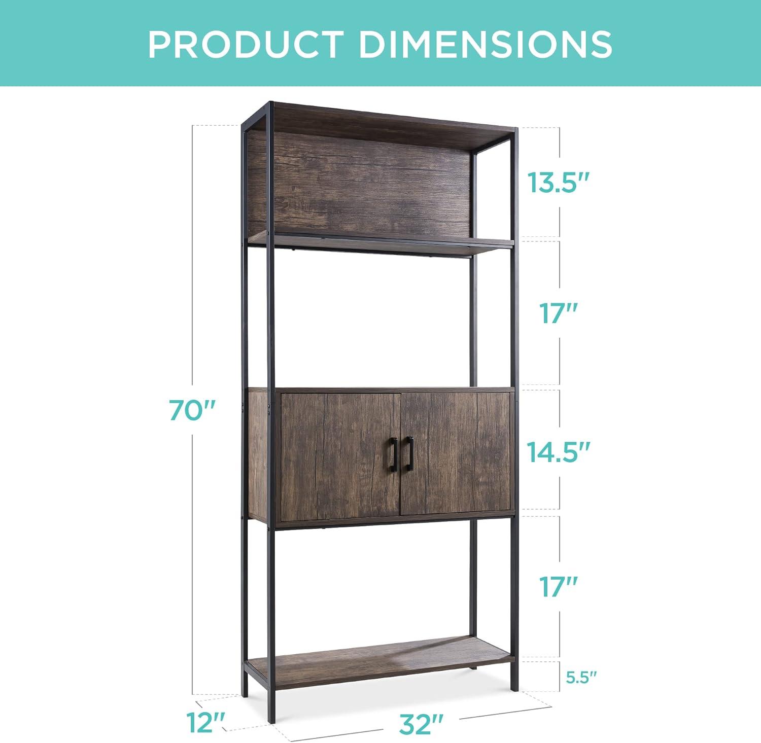 Best Choice Products Storage Bookshelf for Living Room, Walkway w/ Enclosed Cabinet, Elevated Design