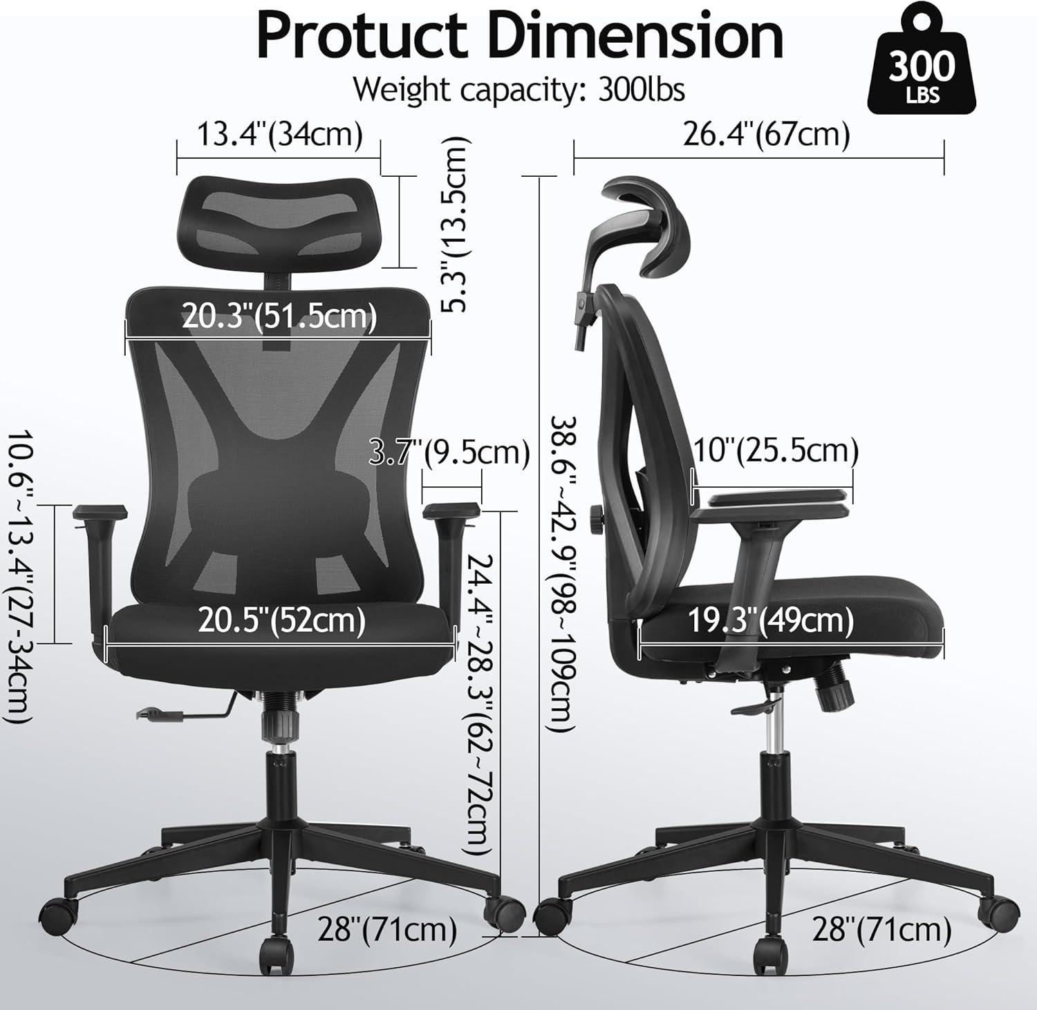 Black Ergonomic Mesh Office Chair with Adjustable Lumbar Support