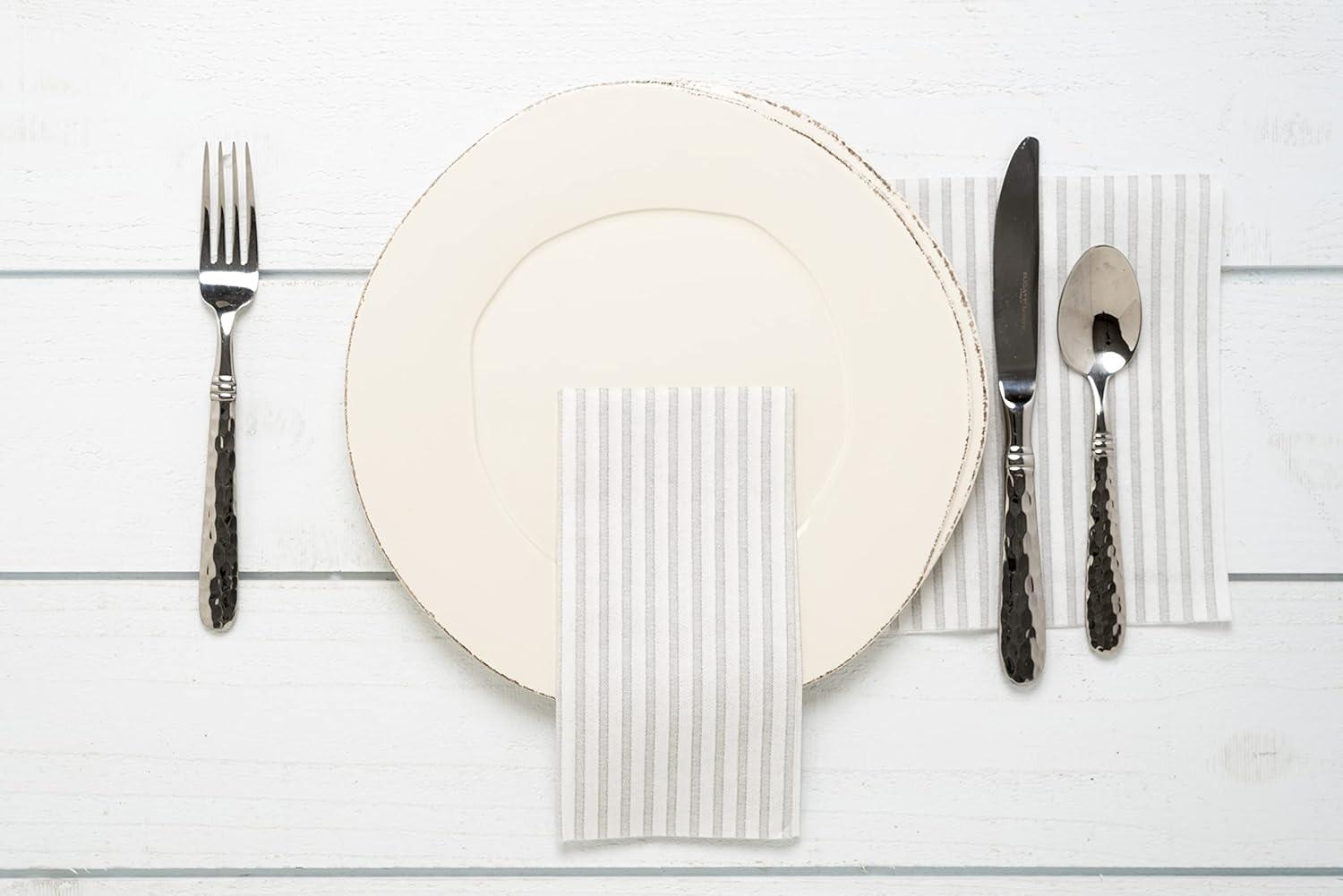 Hammered Stainless Steel 9" Salad Server Set, Fork and Spoon