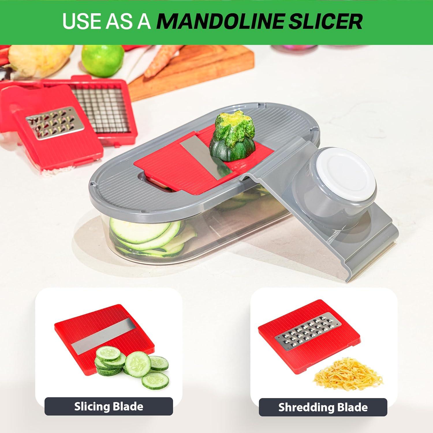 Chopzilla Mandoline Slicer Vegetable Chopper Cheese Grater Kitchen Food Dicer Veggie Potato Cutter 4 Blades Gray