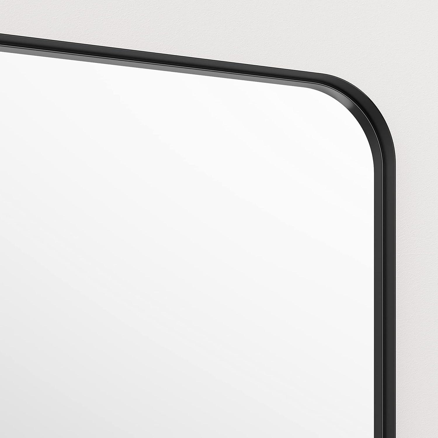 Better Bevel 20" x 30" Black Metal Framed Mirror | Rectangle Bathroom Wall Mirror | Rounded Corner