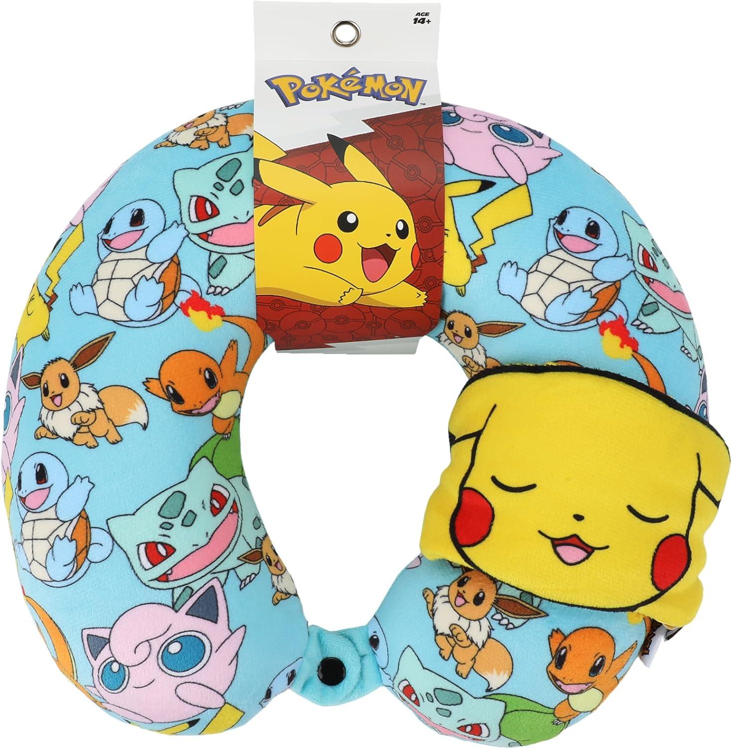 Pokemon Pikachu 2-Piece Eye Mask & Neck Pillow Travel Set