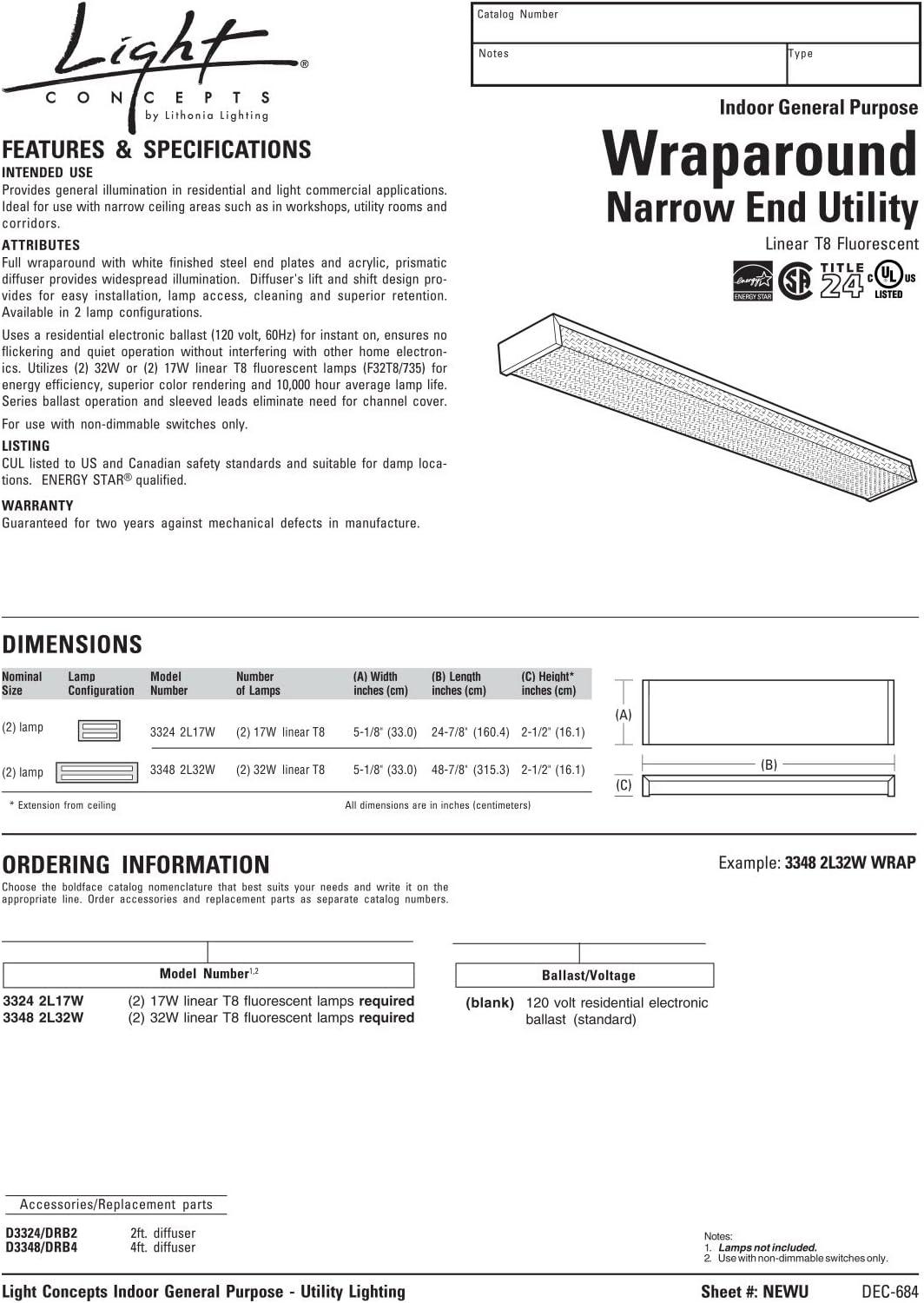 24" White Aluminum 34W LED Fluorescent Wraparound Light Fixture