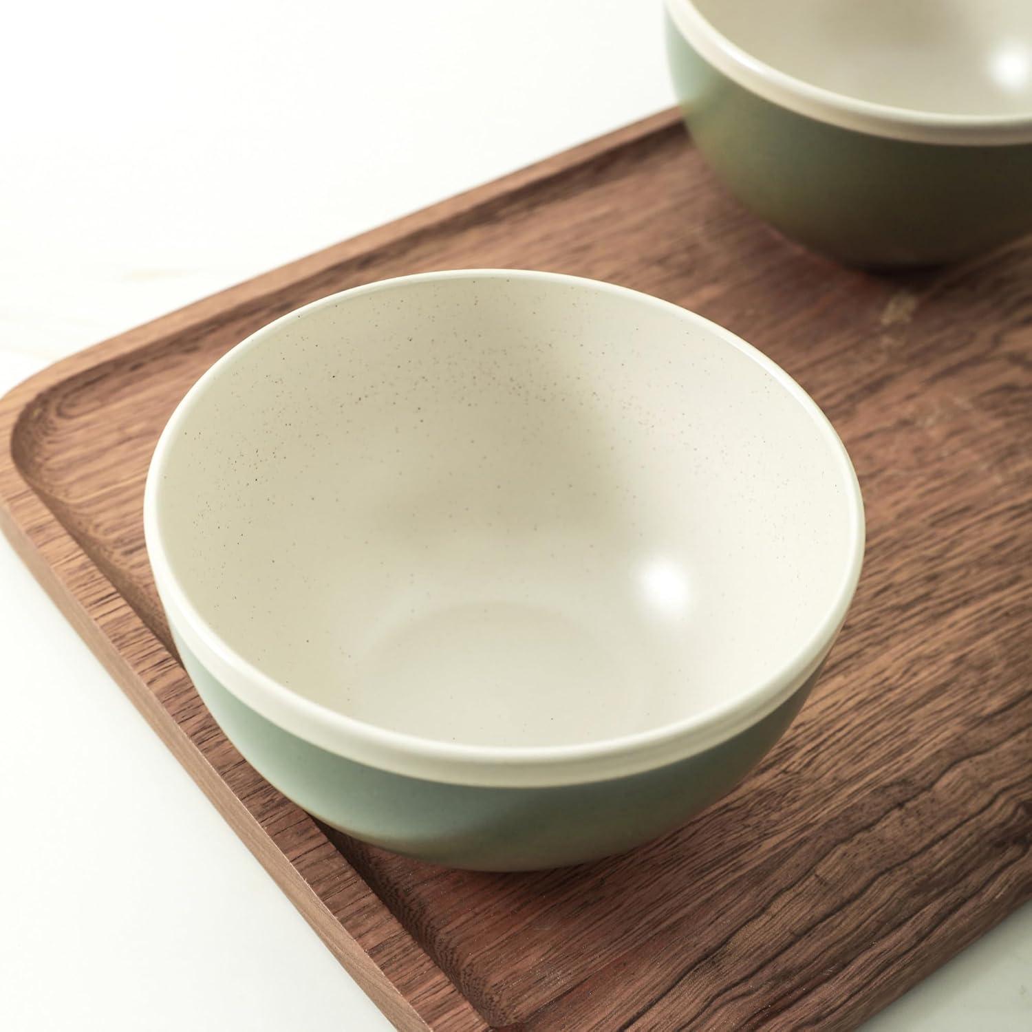 Stone Lain Serenity 16-Piece Stoneware Dinnerware Set, Service for 4, Green and Cream