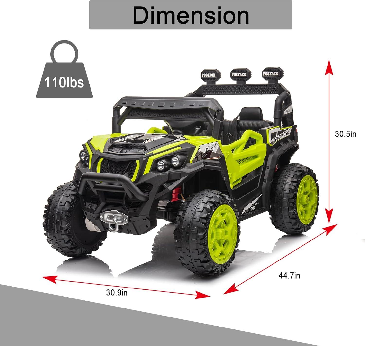 24 Volt 4X4 Ride on Toys with 2 Seat, 600W Power UTV Car 4 Wheeler for Big Kids with Remote Control, Storage, 3 Speeds, Bluetooth Music