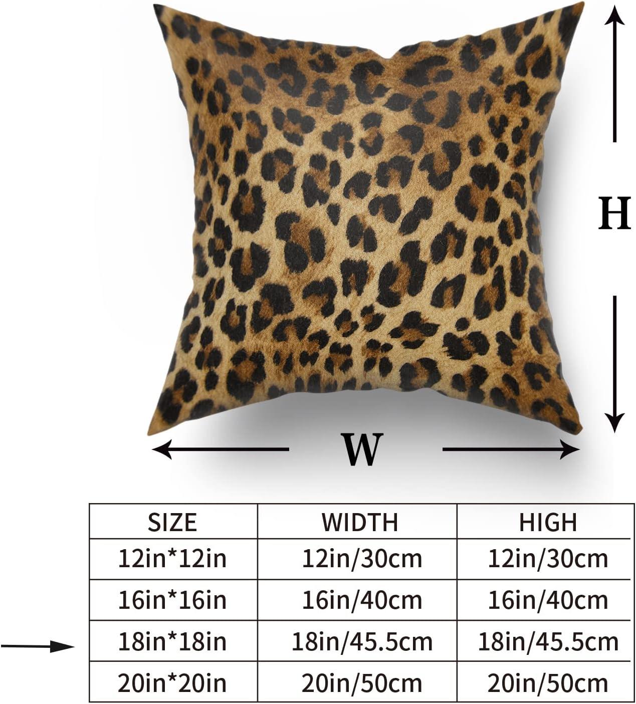 Brown Leopard Throw Pillow Cover - 2 Pcs Cheetah Pillow Case 20x20 inch Cotton Soft Animal Print Pillows Covers Decorative Cushion Cover for Home Couch Bed Sofa Double Side Printed