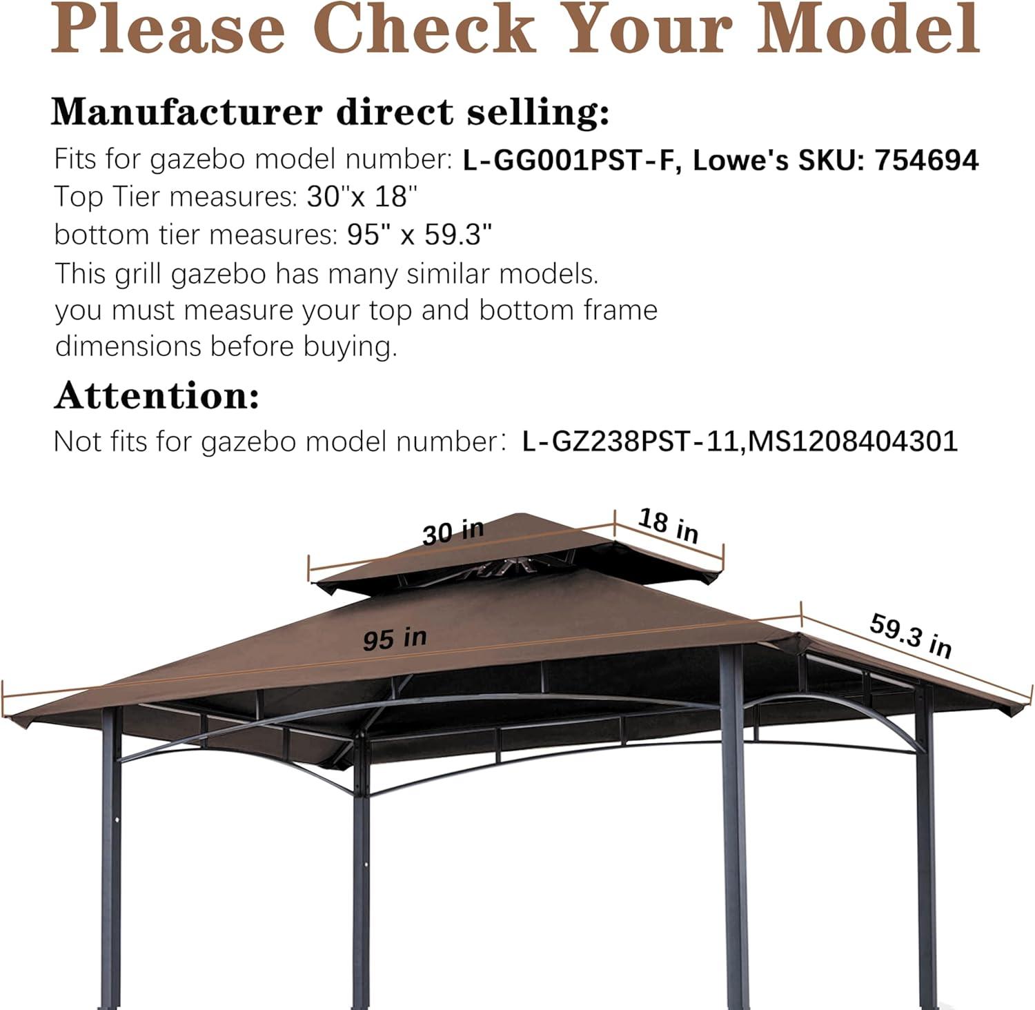 Brown Polyester Replacement Canopy for Grill Gazebo