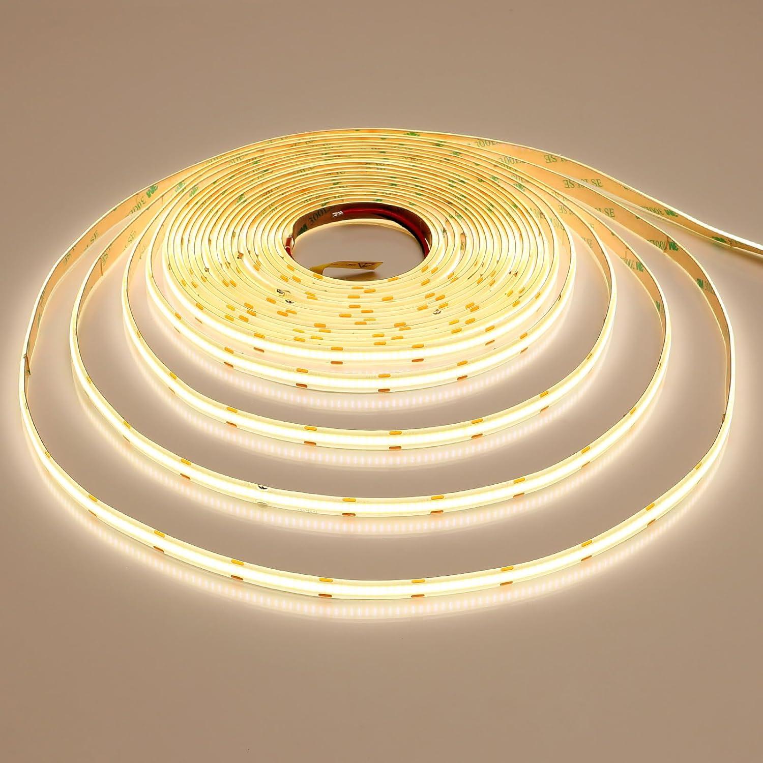 10M/32.8ft 24V COB LED Strip Light Waterproof IP65 Natural White 4000K Uniform Glow 3840LEDs CRI 93+ Flexible LED Tape Lights for DIY Cabinet Bedroom Kitchen Home Decor(No Power Supply)