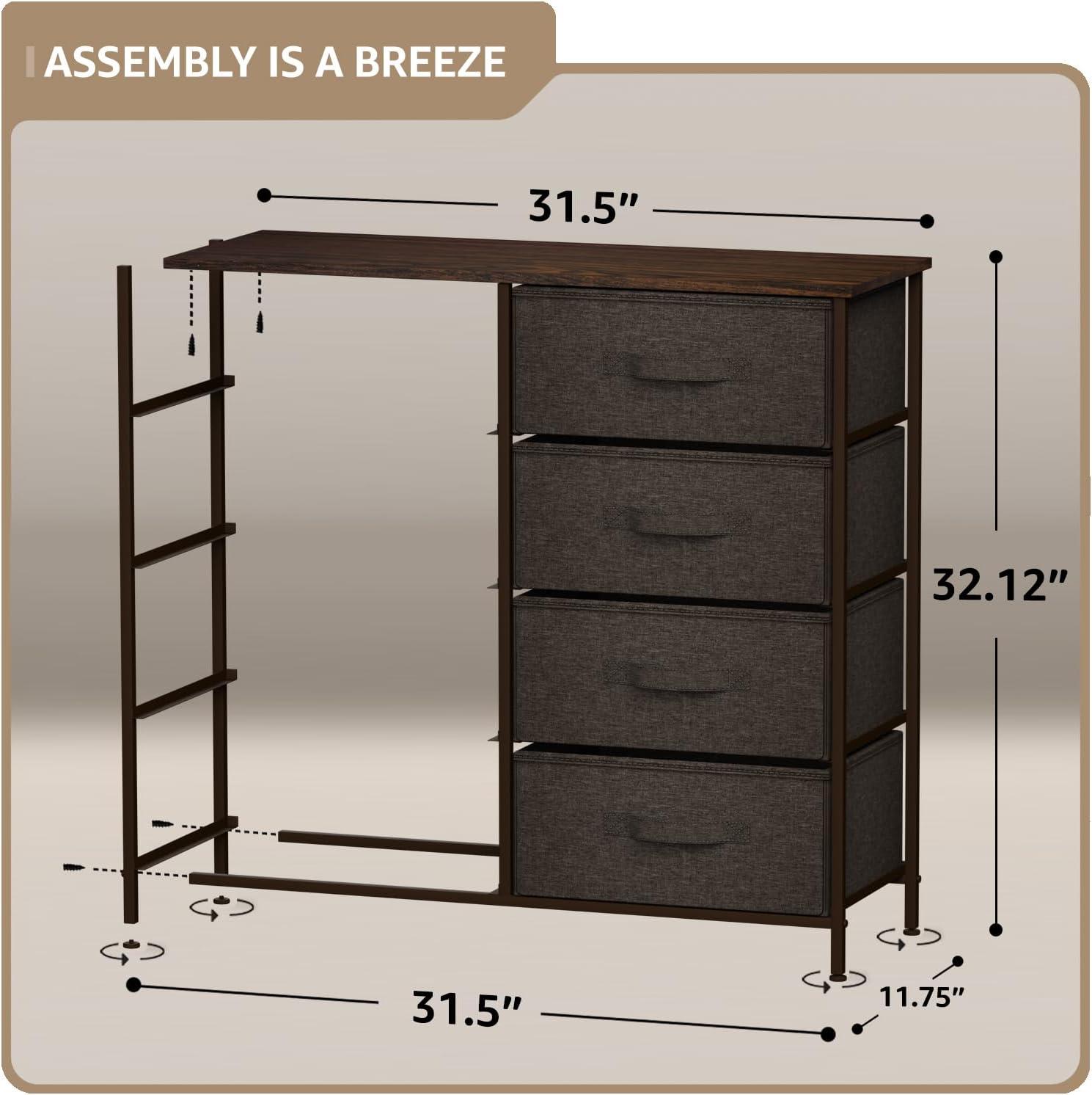 Sorbus Dresser with 6 Drawers - Chest Organizer Unit with Steel Frame Wood Top & Handle Easy Pull Fabric Bins for Clothes - Storage Furniture for Bedroom, Hallway, Living Room, Nursery & Closet
