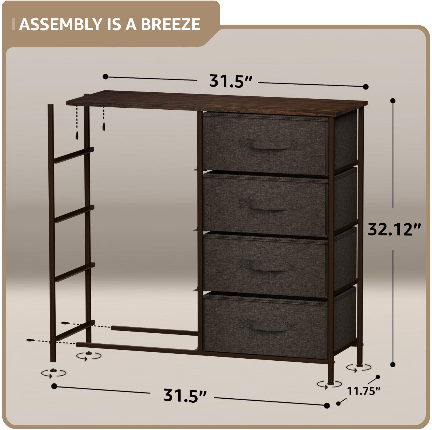 Sorbus Dresser with 6 Drawers - Chest Organizer Unit with Steel Frame Wood Top & Handle Easy Pull Fabric Bins for Clothes - Storage Furniture for Bedroom, Hallway, Living Room, Nursery & Closet