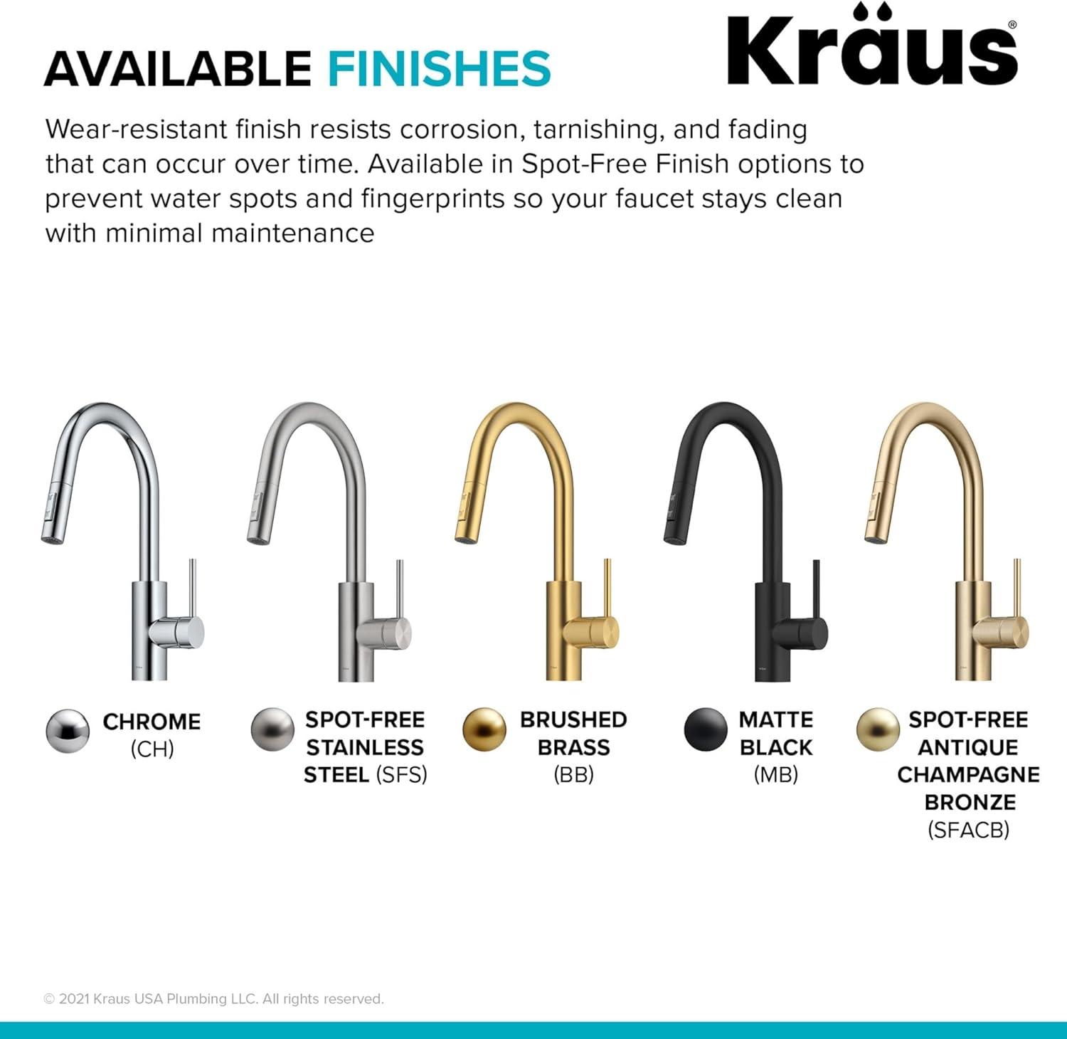 KRAUS Oletto Single Handle Pull Down Kitchen Faucet with QuickDock Top Mount Installation Assembly
